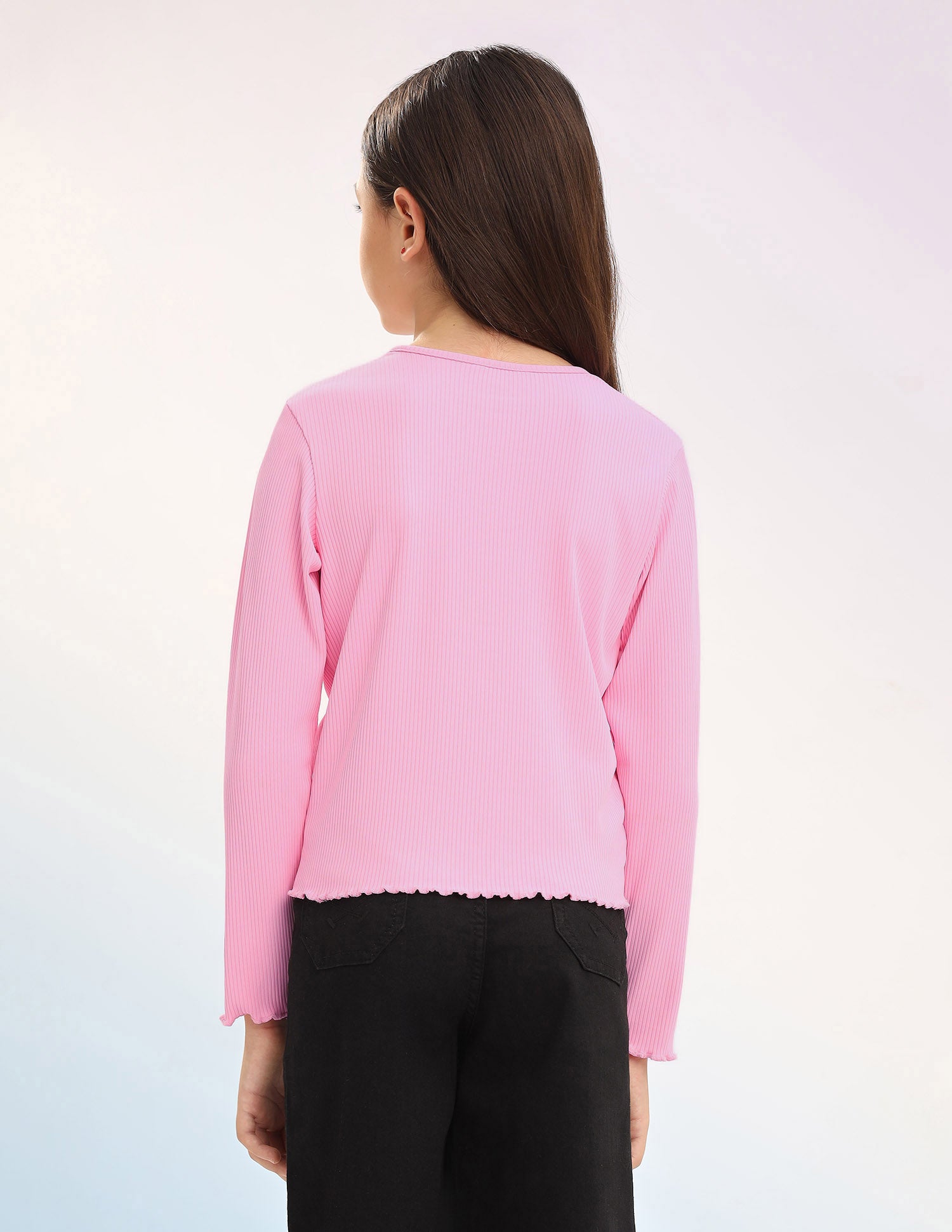 Girls Patterned Knit Regular Fit T-Shirt Pink - U.S. POLO ASSN. | Large