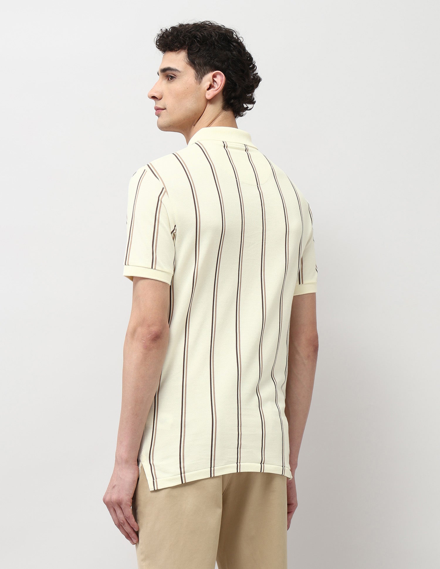 Slim Fit Vertical Striped Polo Shirt Off-white - U.S. Polo Assn. India | Large