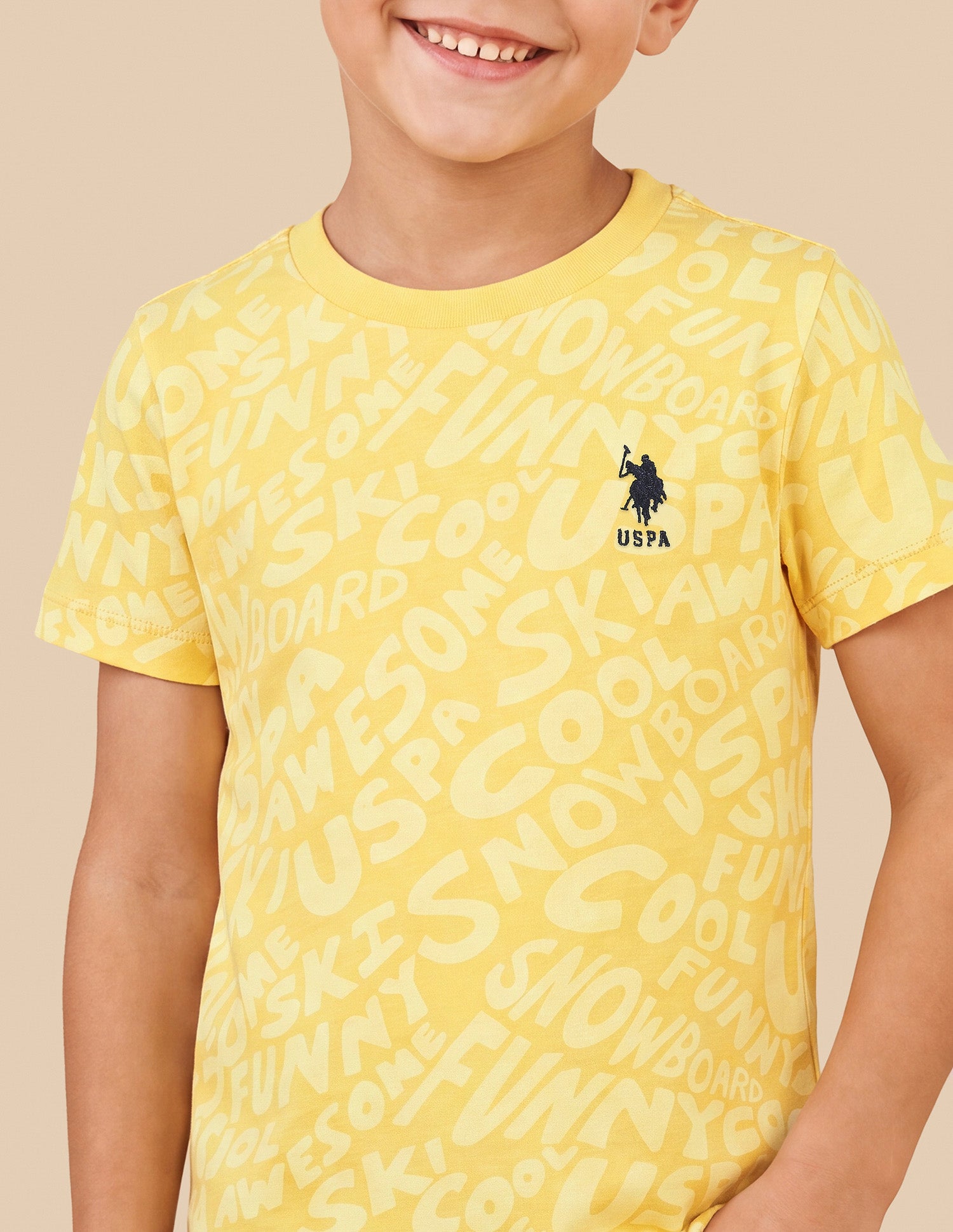 Typographic Printed Regular Fit T-Shirt Yellow - U.S. Polo Assn. India | Large