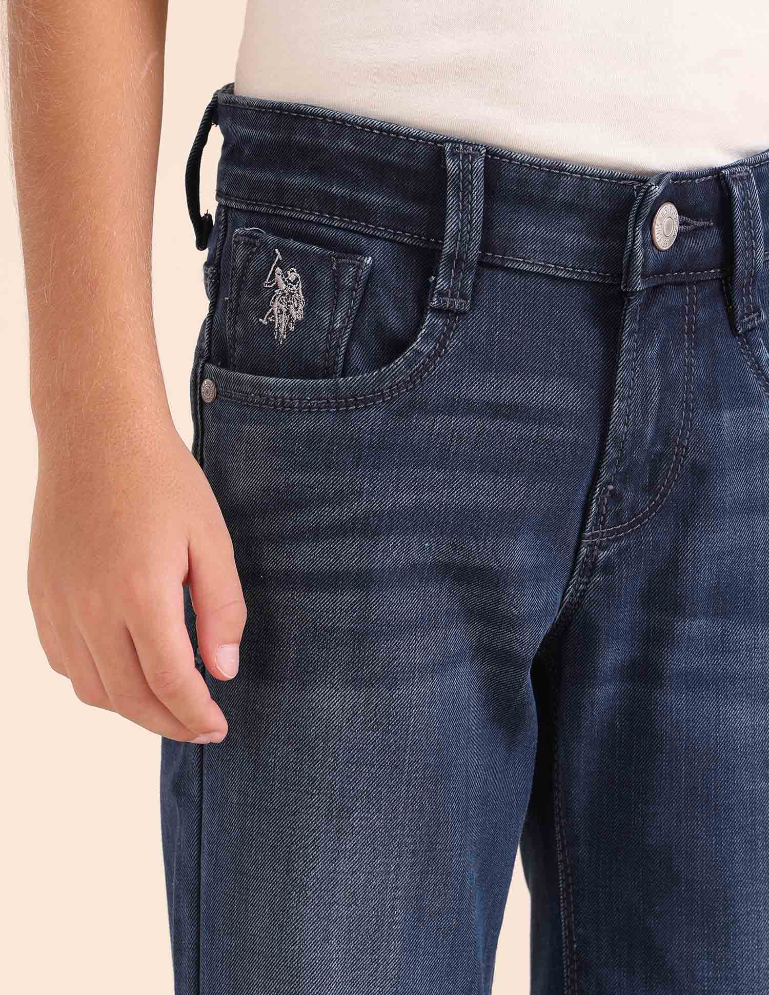 Boys Slim Fit Blue Jeans Mid Wash - U.S. POLO ASSN. | Large