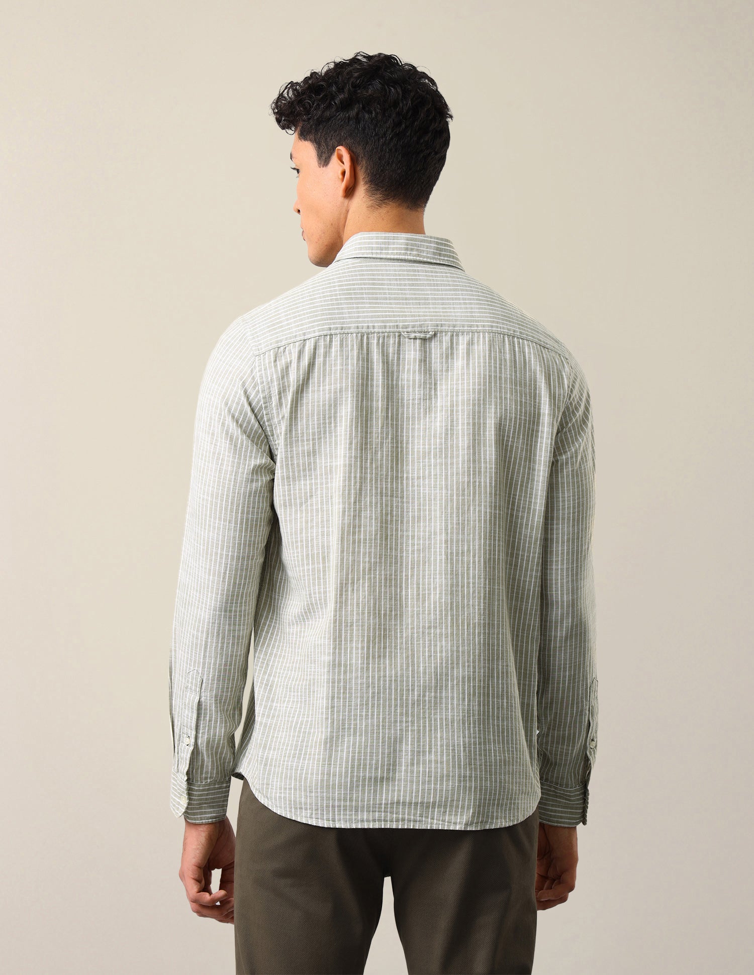 Vertical Striped Regular Fit Shirt Light Green - U.S. Polo Assn. India | Large