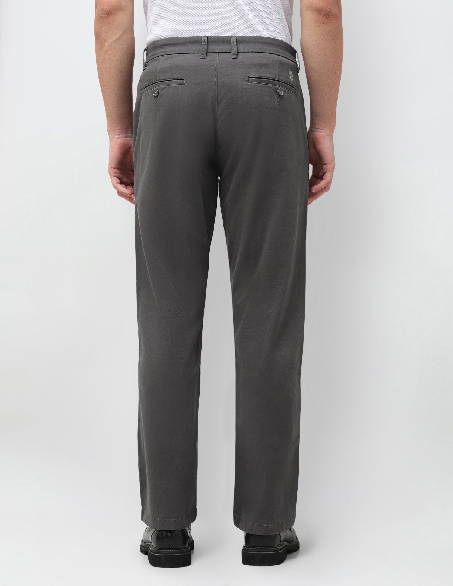 Straight Fit Satin Trousers Dark Grey - U.S. Polo Assn. India | Large