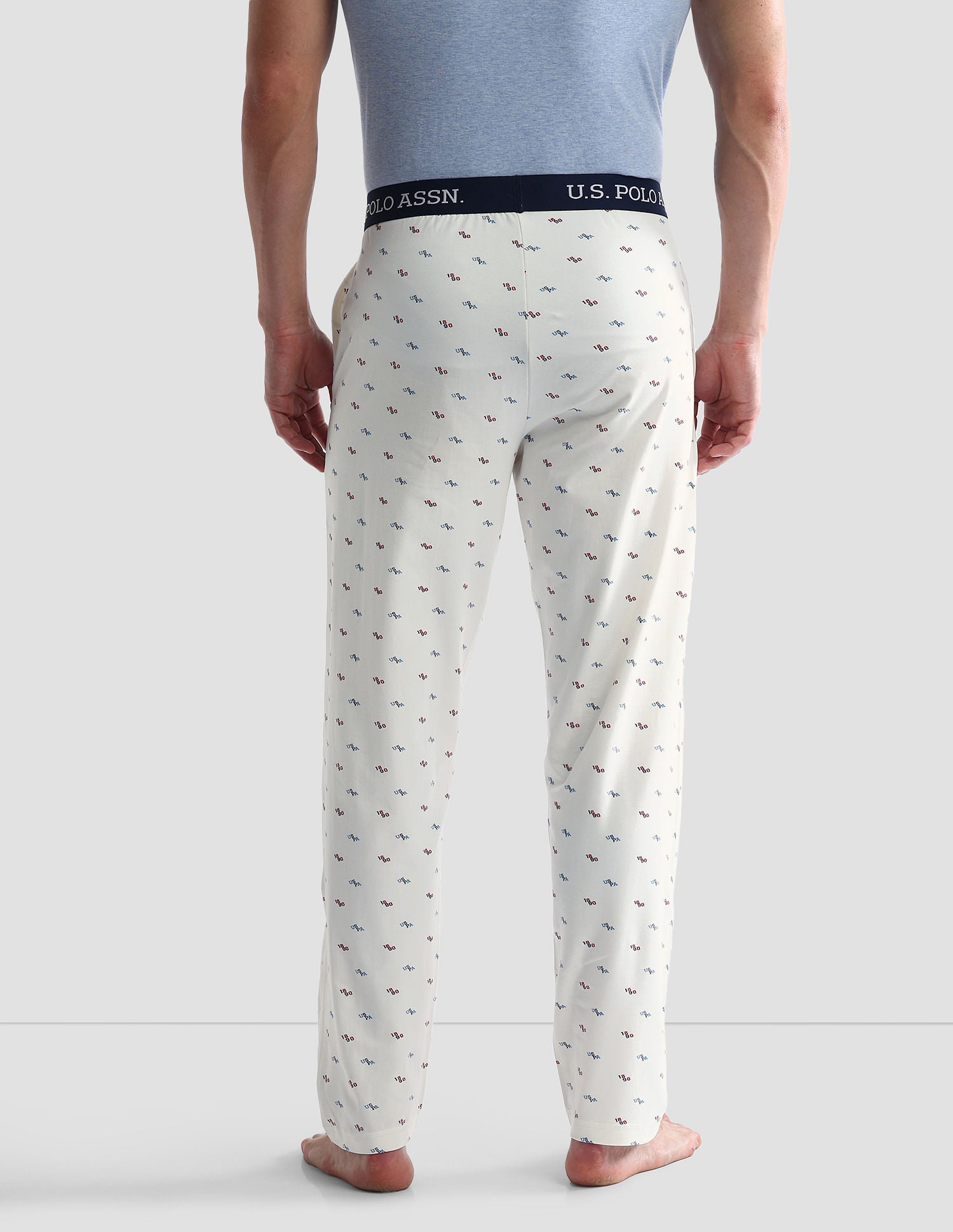 All Over Print OELP3 Lounge Pants - Pack Of 1 White - U.S. POLO ASSN. | Large