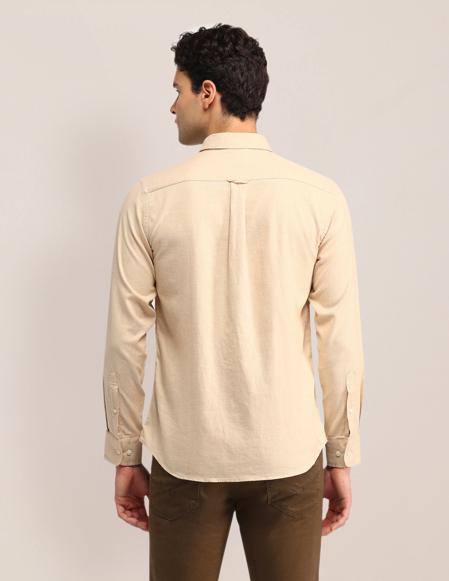 Solid Tailored Fit Shirt Beige - U.S. POLO ASSN. | Large