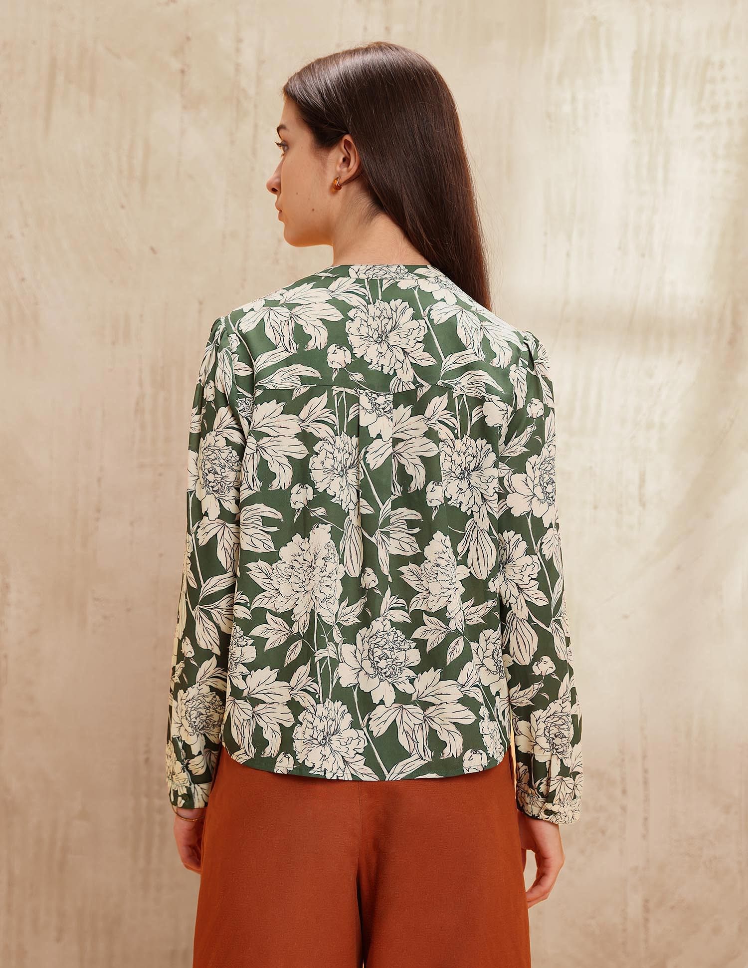 Floral Printed Relaxed Fit Top Green - U.S. POLO ASSN. | Large