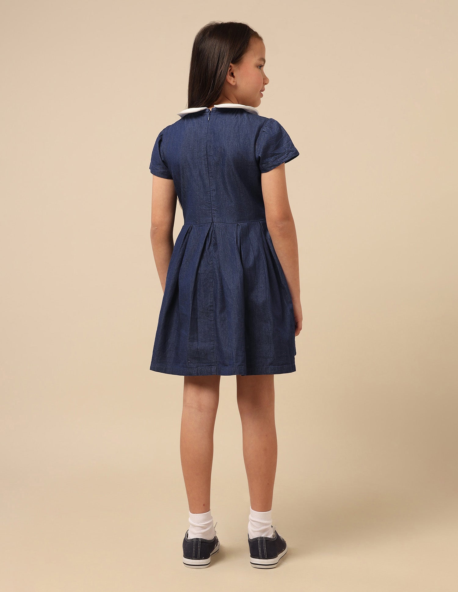 Girls Solid A-Line Dress Indigo - U.S. POLO ASSN. | Large