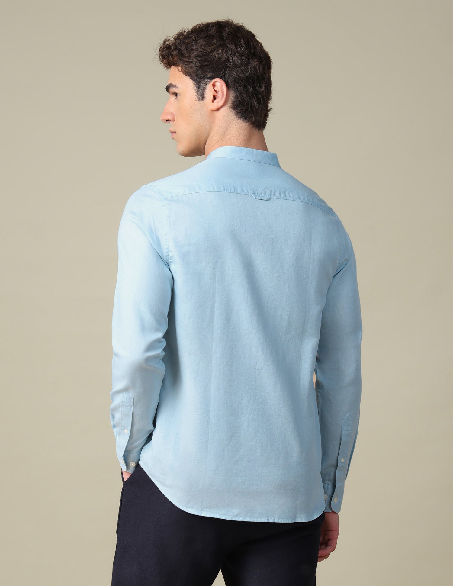 Tailored Fit Mandarin Shirt Light Blue - U.S. Polo Assn. India | Large