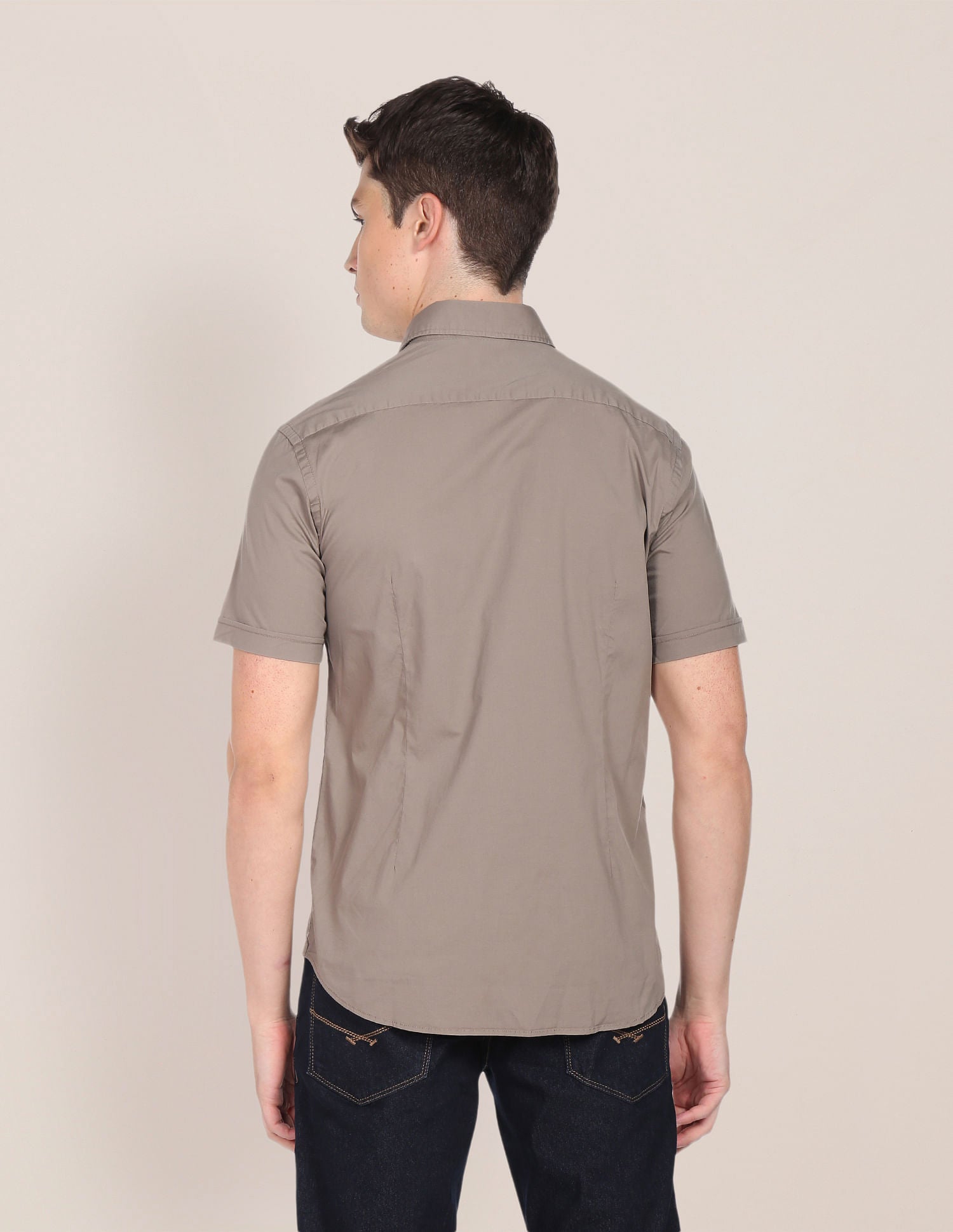 Slim Fit Solid Casual Shirt Taupe - U.S. POLO ASSN. | Large