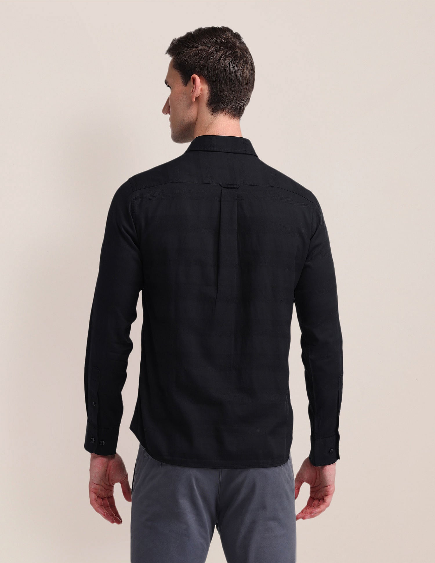 Horizontal Striped Dobby Weave Shirt Black - U.S. Polo Assn. India | Large