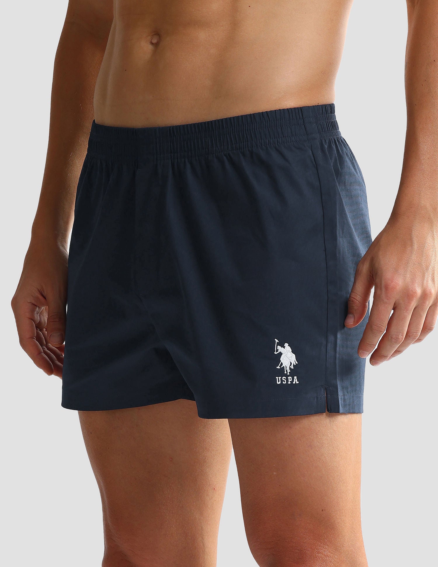 Mid Rise Solid OEX05 Shorts - Pack Of 2 Polka Dot Navy And Navy - U.S. POLO ASSN. | Large