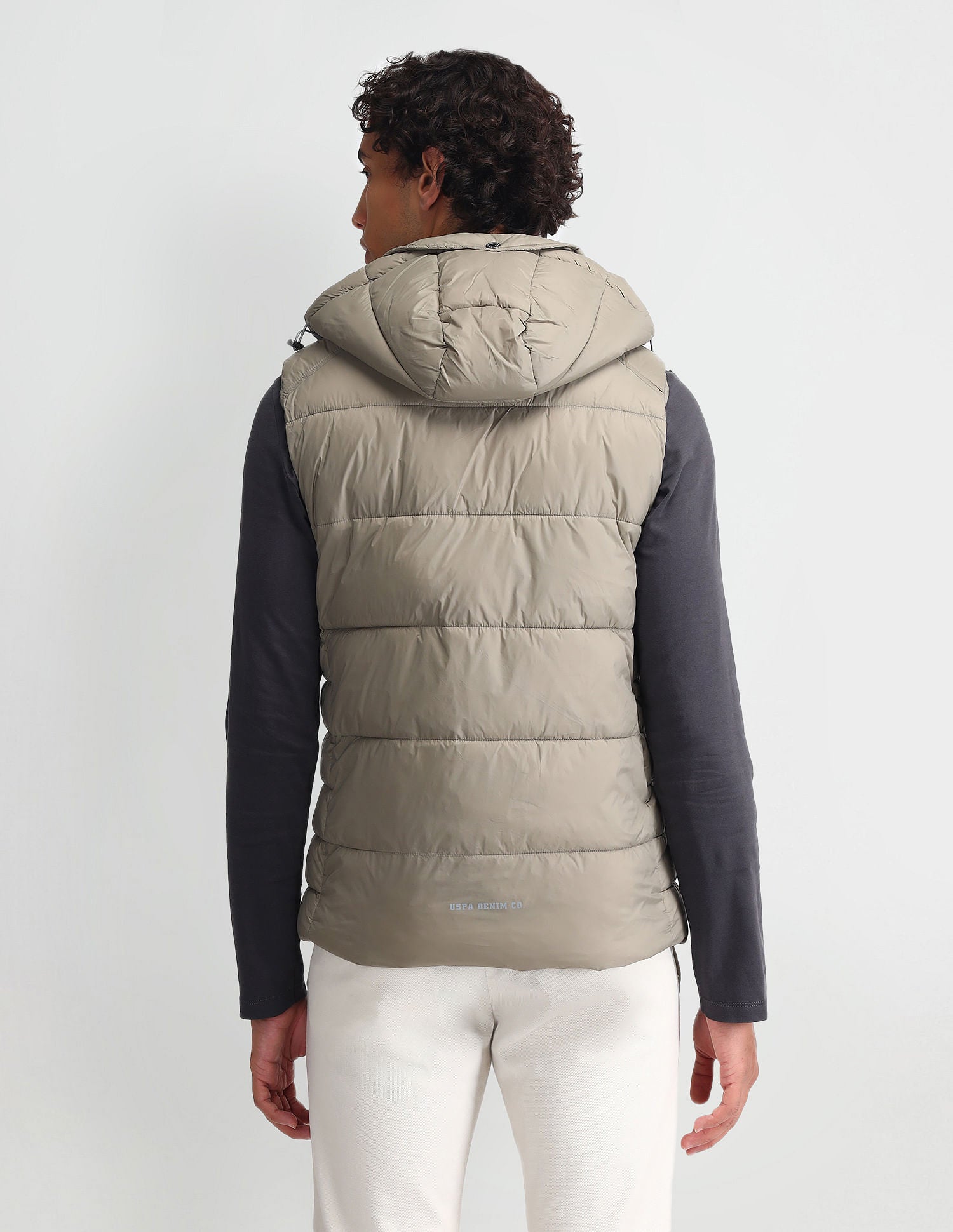 Detachable Hood Padded Jacket Metalic Khakhi - U.S. POLO ASSN. | Large