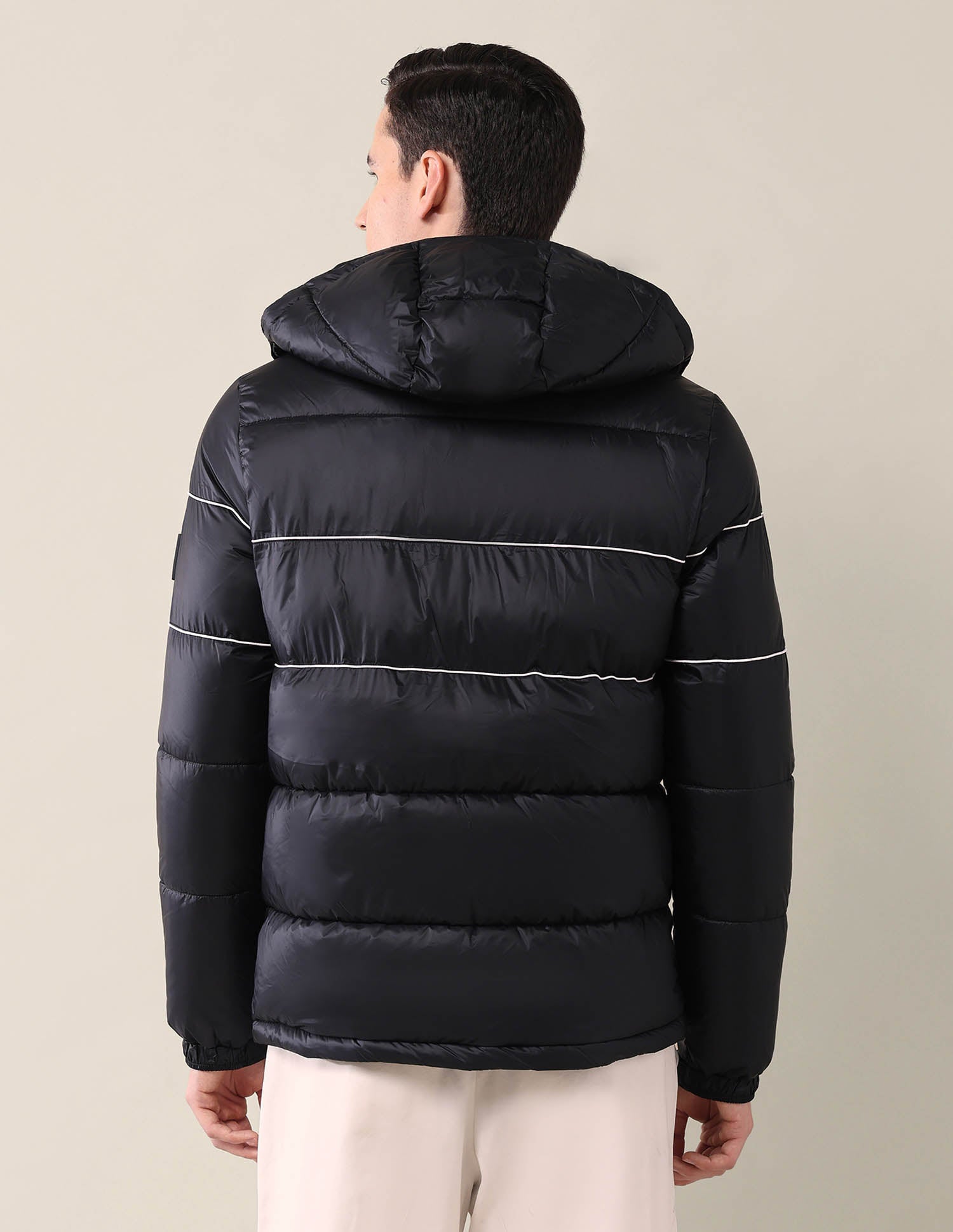 Colourblocked Regular Fit Puffer Jacket Black - U.S. Polo Assn. India | Large