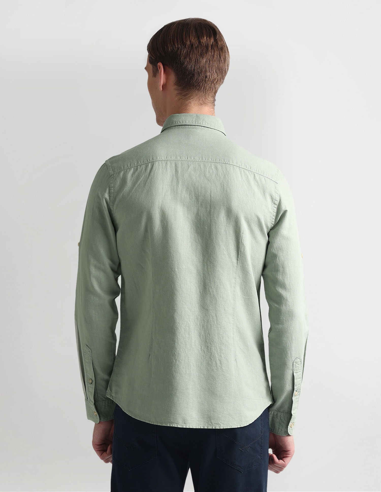 Slim Fit Solid Shirt Light Green - U.S. Polo Assn. India | Large