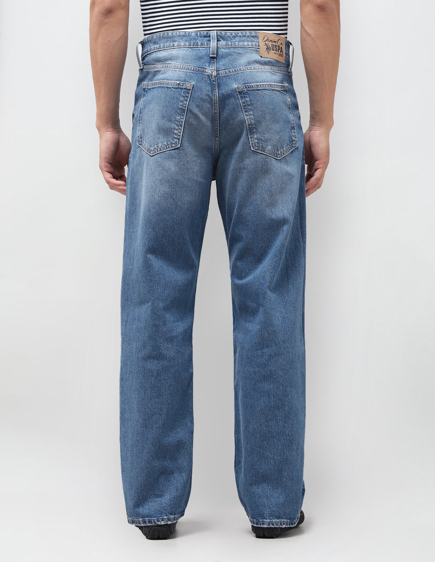 Logan Loose Straight Fit Blue Jeans Mid Blue - U.S. Polo Assn. India | Large
