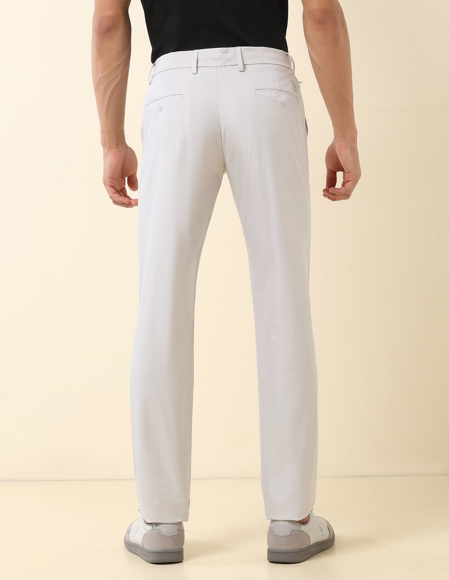 Solid Denver Slim Fit Trousers Light Grey - U.S. Polo Assn. India | Large