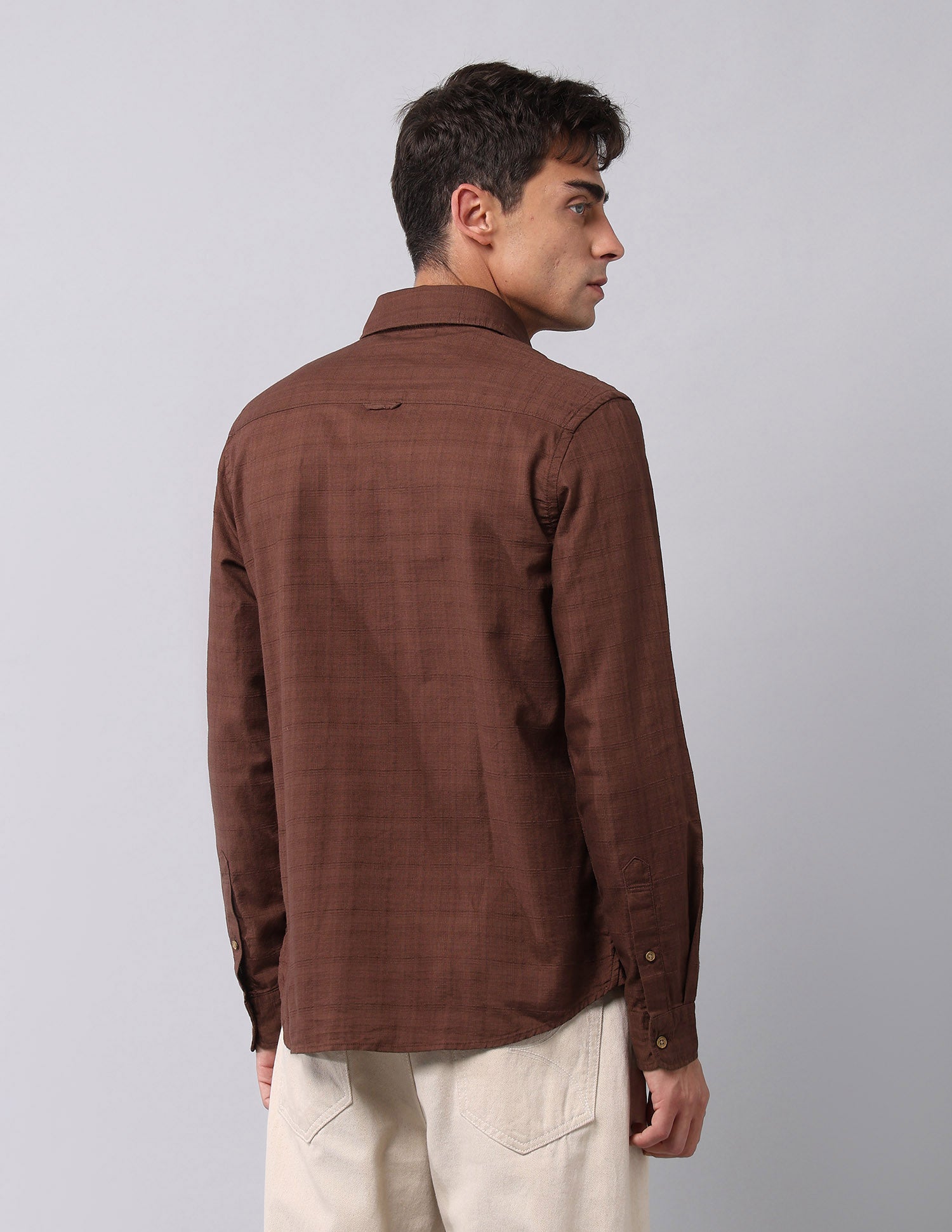 Pure Cotton Textured Shirt Burgundy - U.S. Polo Assn. India | Large