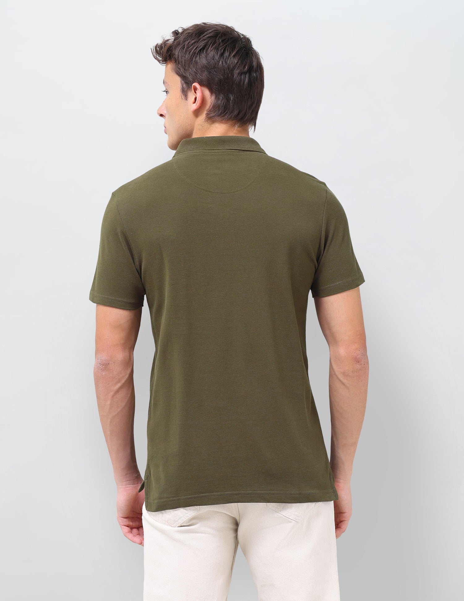 Solid Slim Fit Polo Shirt Olive - U.S. Polo Assn. India | Large