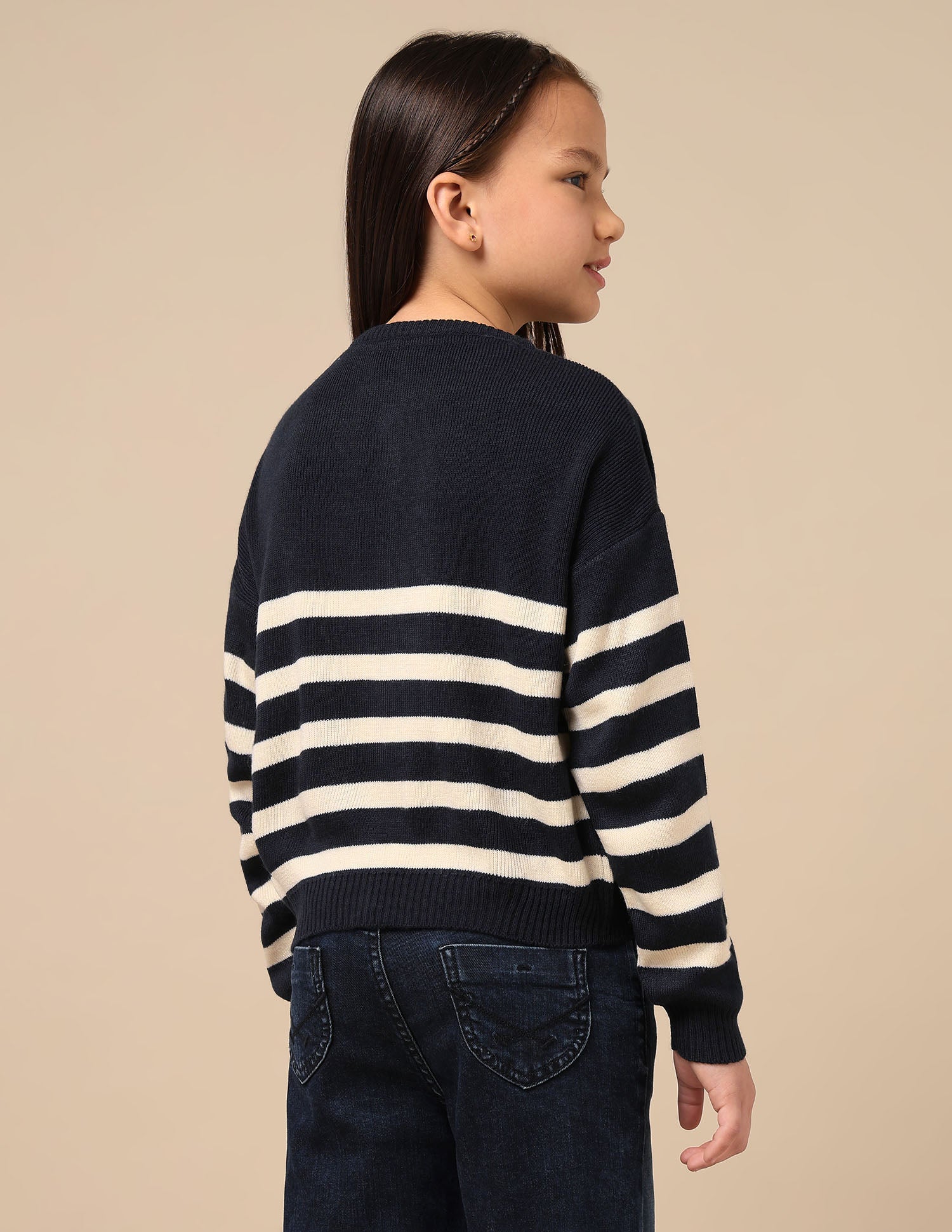 Girls Horizontal Striped Sweater Navy - U.S. POLO ASSN. | Large