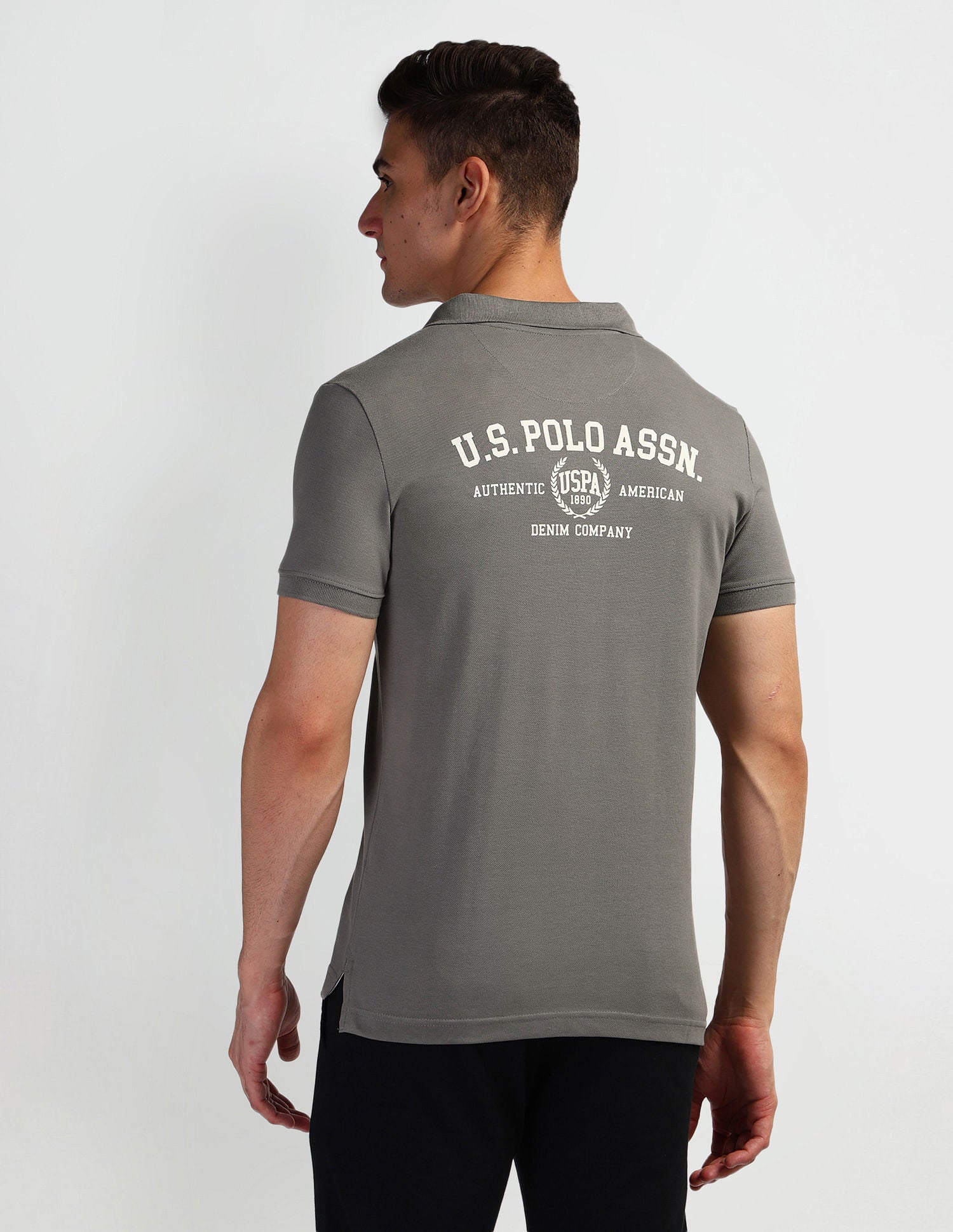 Brand Print Polo Shirt Grey - U.S. Polo Assn. India | Large