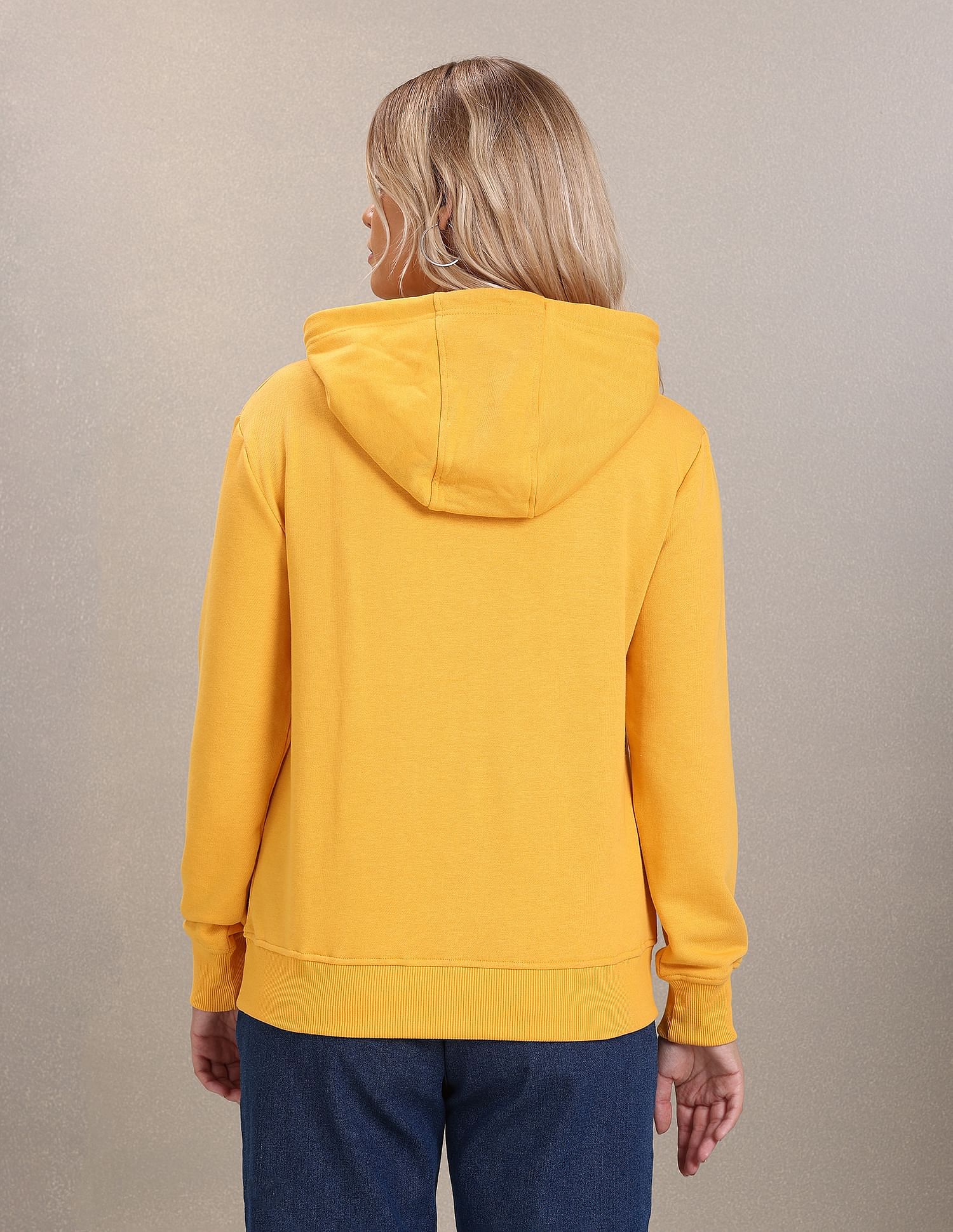 Brand Print Hooded Sweatshirt Mustard - U.S. Polo Assn. India | Large