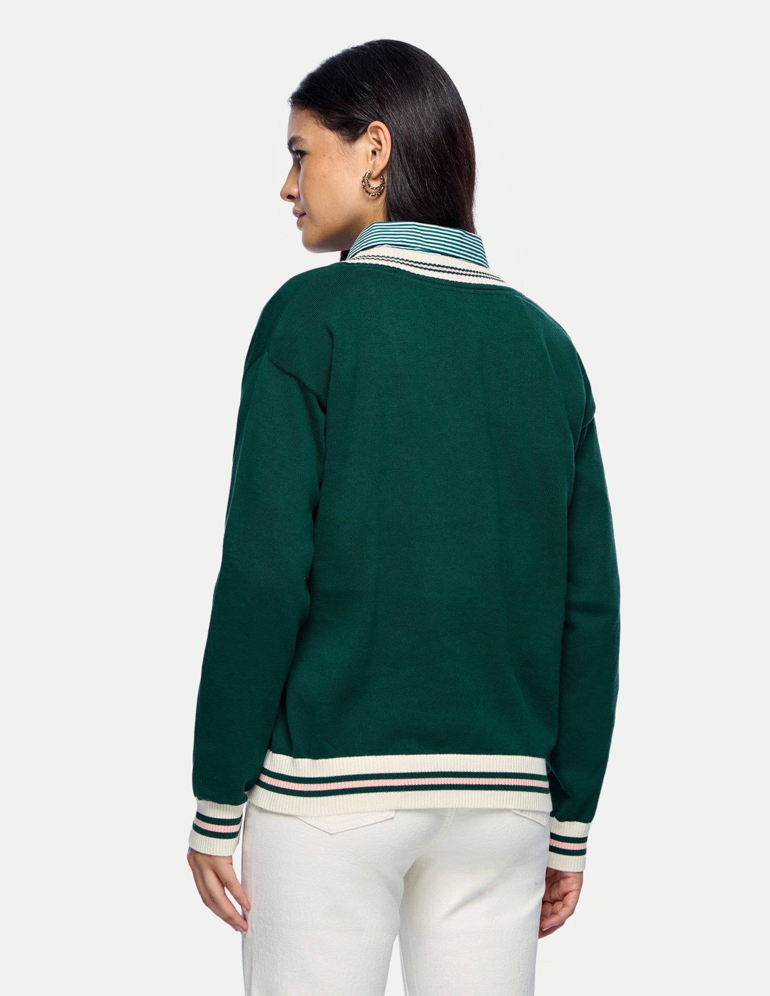 Horizontal Striped Regular Fit Sweater Dark Green - U.S. Polo Assn. India | Large