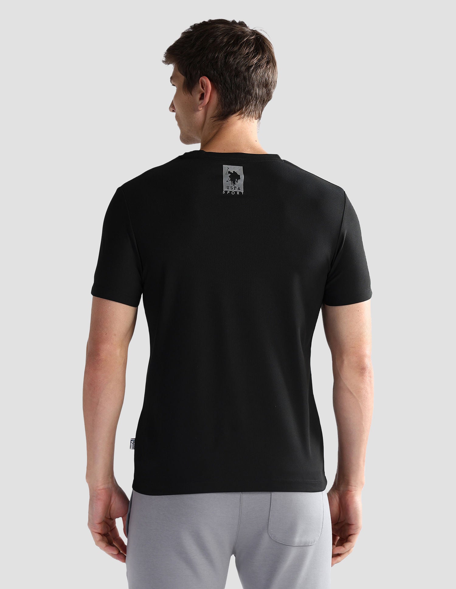 Brand Stripe Honeycomb T-Shirt Black - U.S. Polo Assn. India | Large