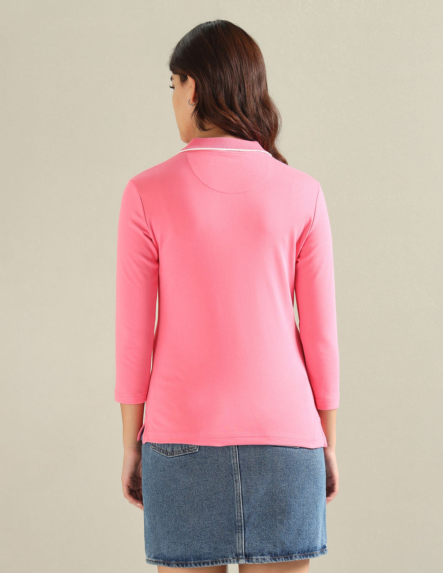 Tipped Collar Solid Polo Shirt Pink - U.S. POLO ASSN. | Large