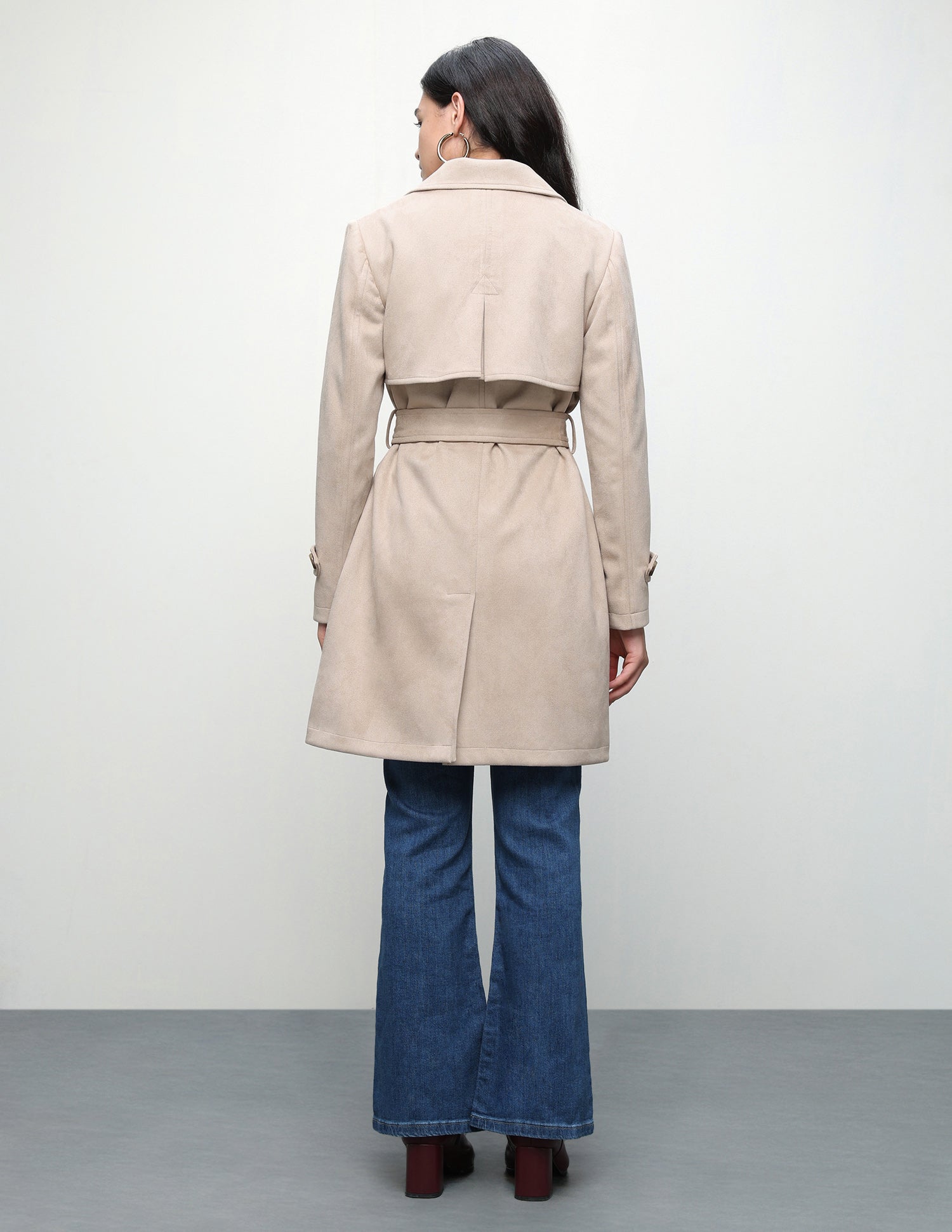 Solid Suede Longline Jacket Beige - U.S. Polo Assn. India | Large