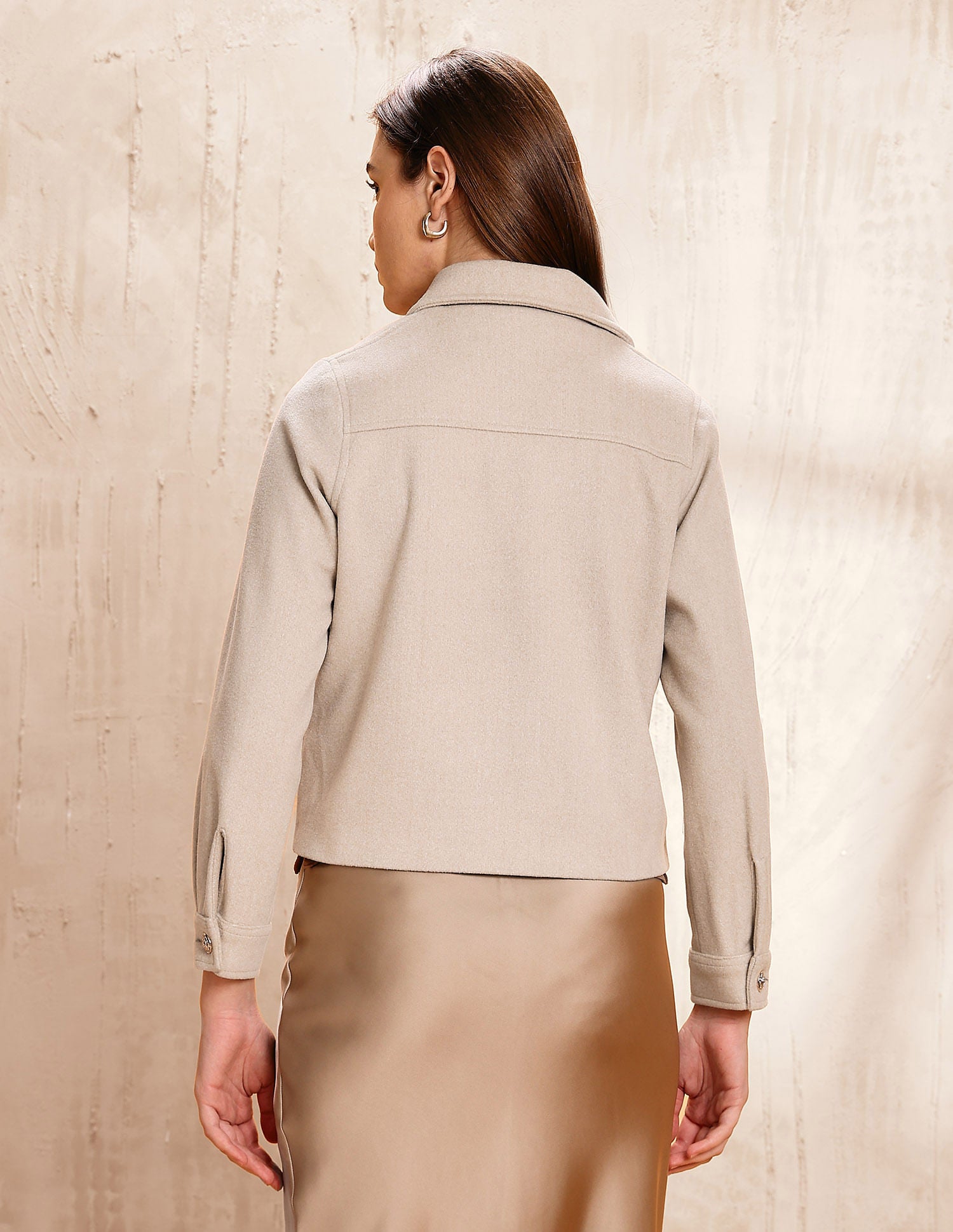 Textured Cropped Regular Fit Jacket White - U.S. POLO ASSN. | Large