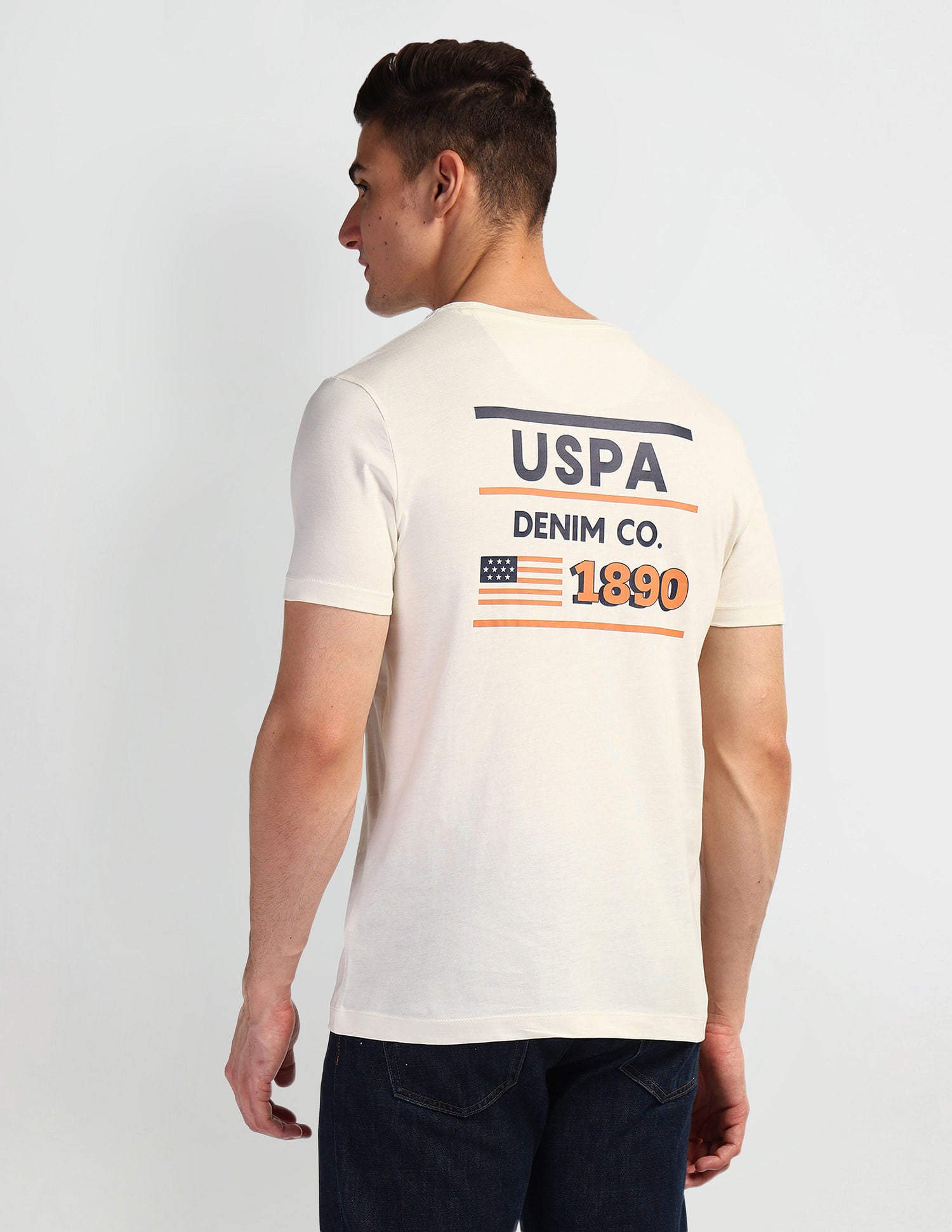 Brand Print Muscle Fit T-Shirt White - U.S. Polo Assn. India | Large