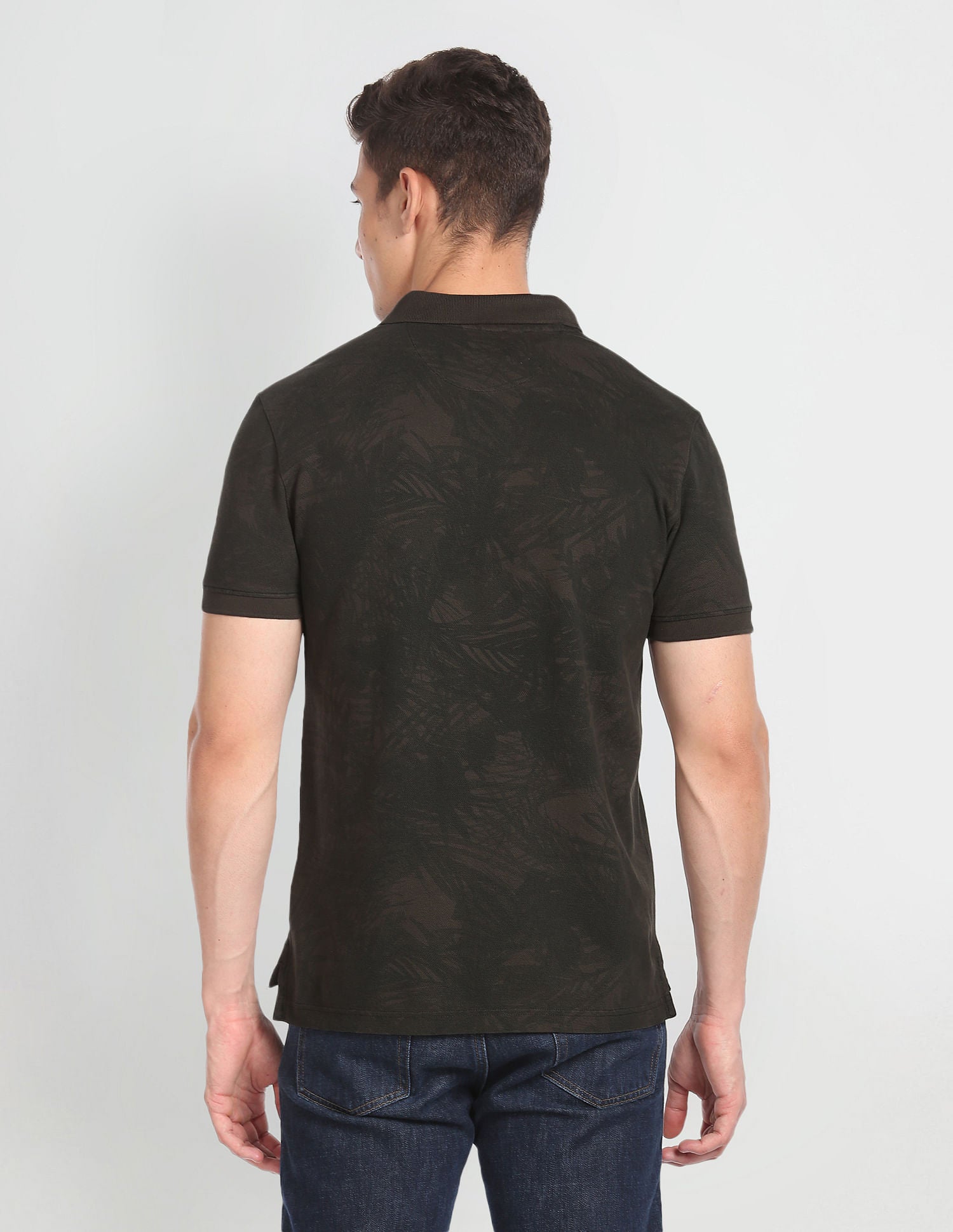 Cotton Abstract Print Polo Shirt Dark Olive - U.S. POLO ASSN. | Large