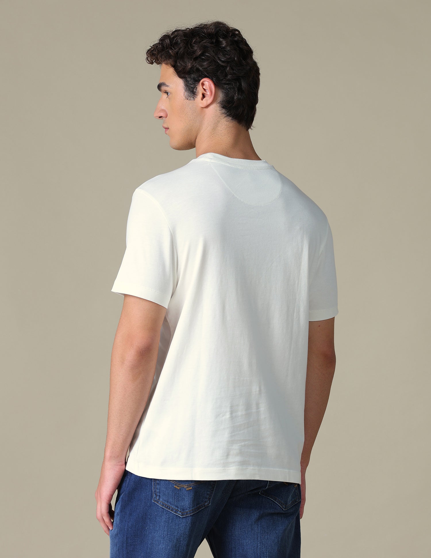 Graphic Brand Printed Slim Fit T-Shirt Ivory - U.S. Polo Assn. India | Large