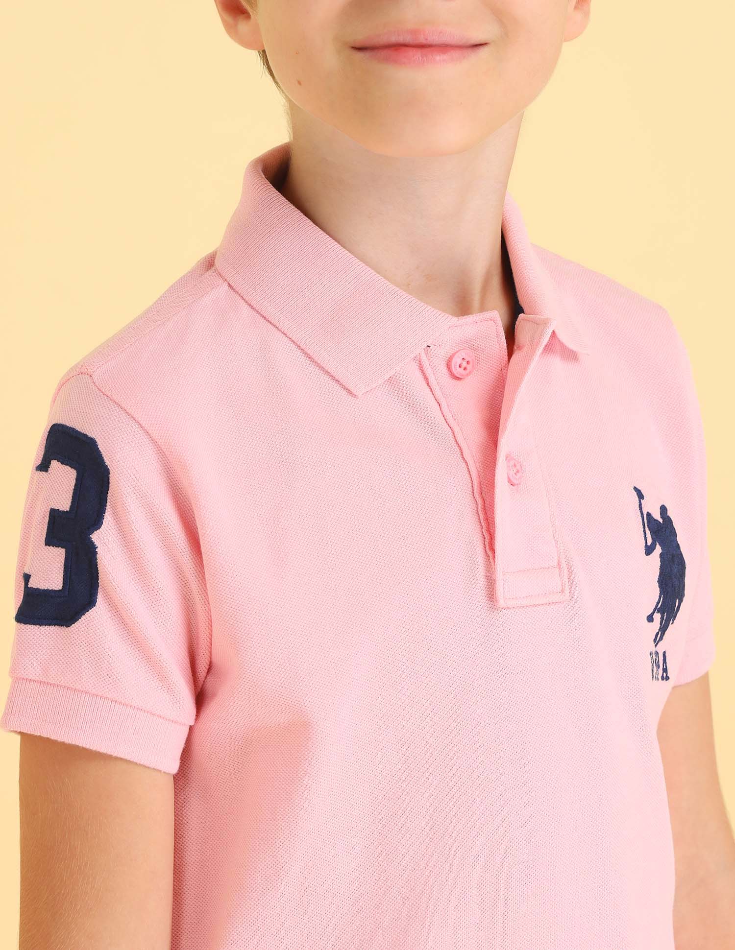 Cotton Pique Solid Polo Shirt Light Pink - U.S. POLO ASSN. | Large