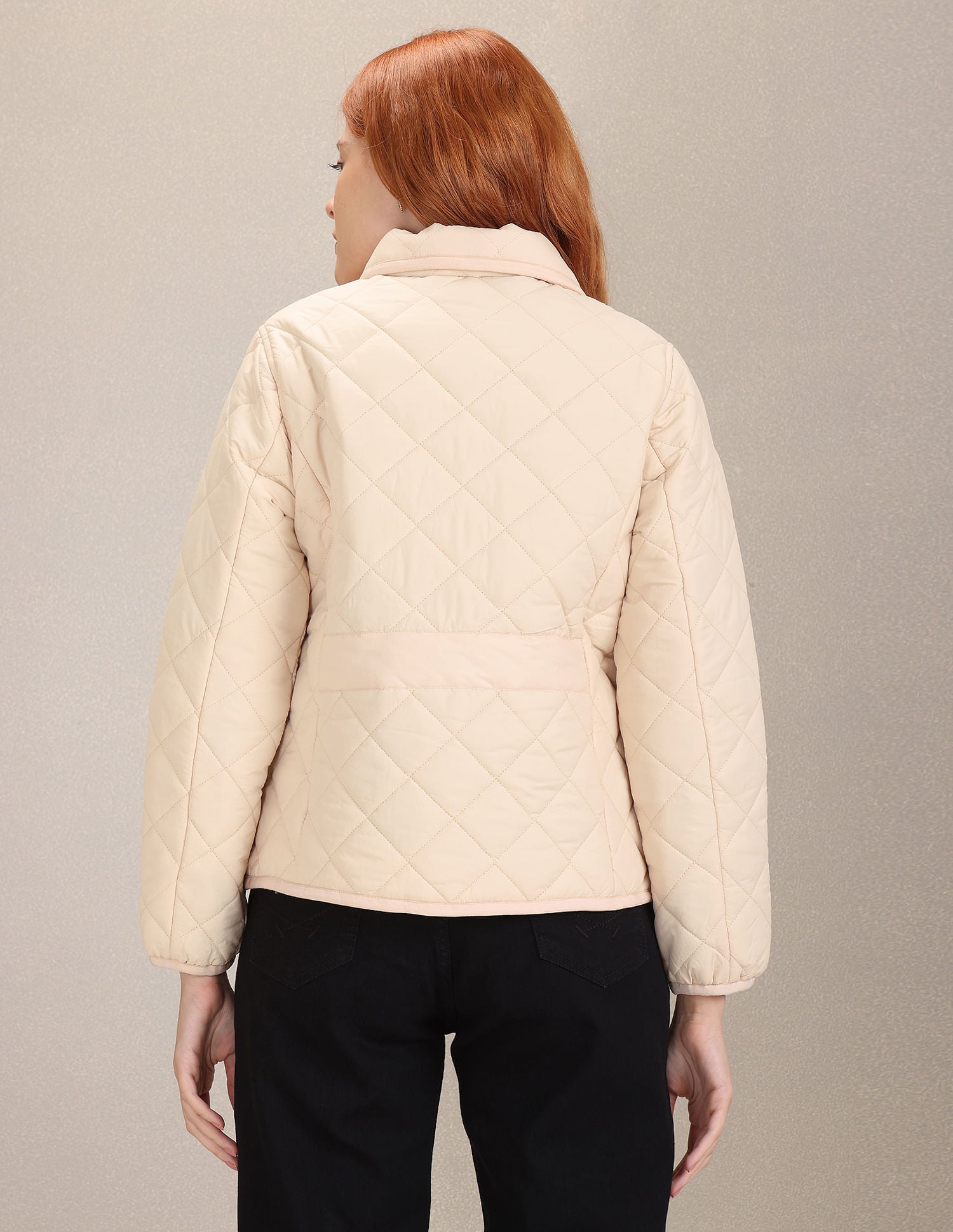 Long Sleeve Solid Quilted Jacket Off White - U.S. POLO ASSN. | Large