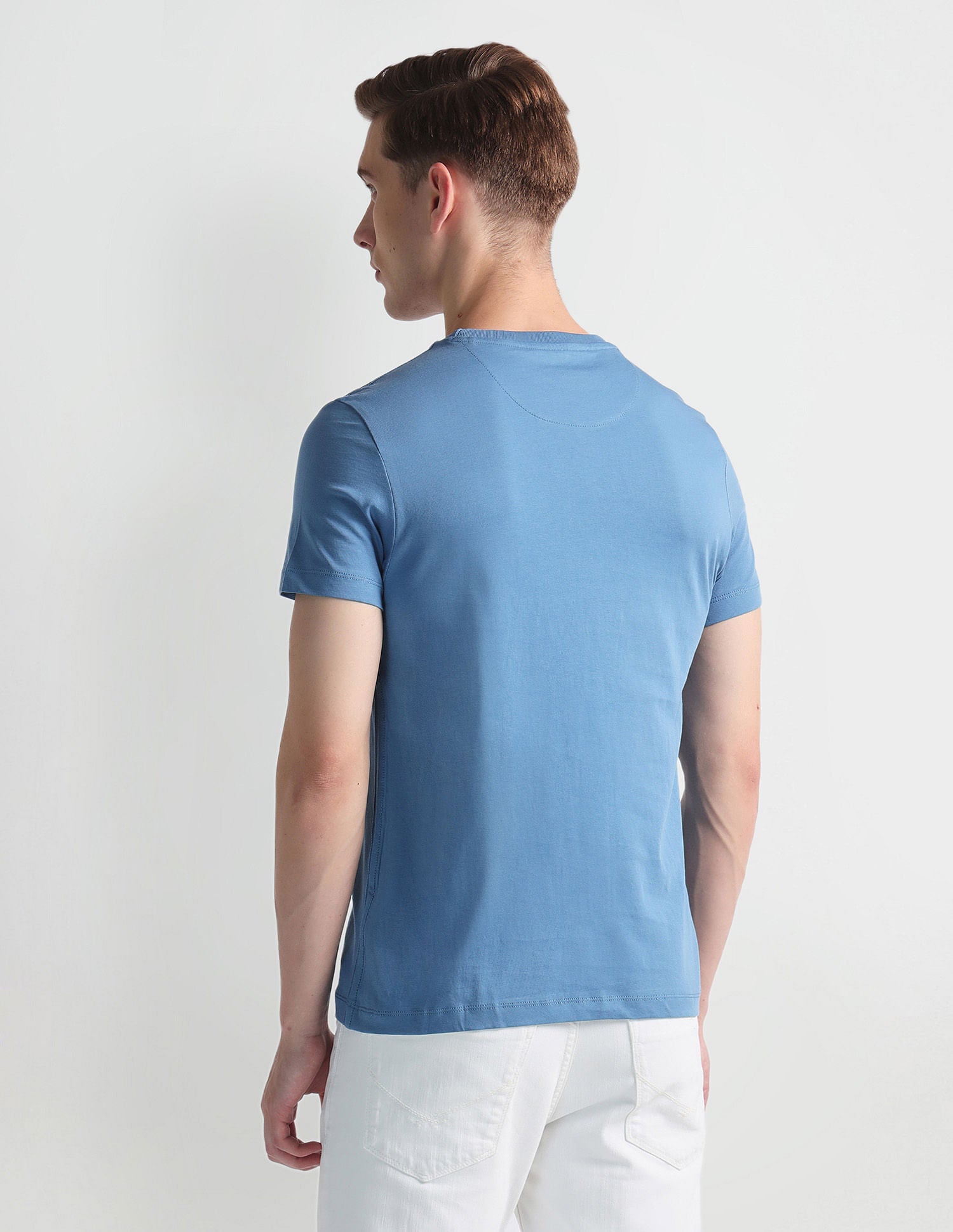 Brand Print Muscle Fit T-Shirt Blue - U.S. Polo Assn. India | Large