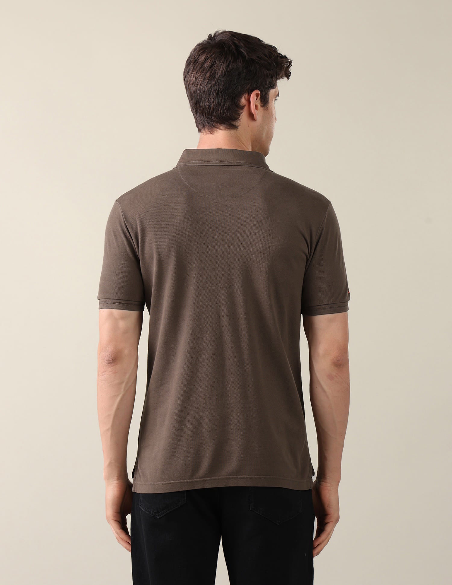 Solid Slim Fit Polo Shirt Brown - U.S. Polo Assn. India | Large