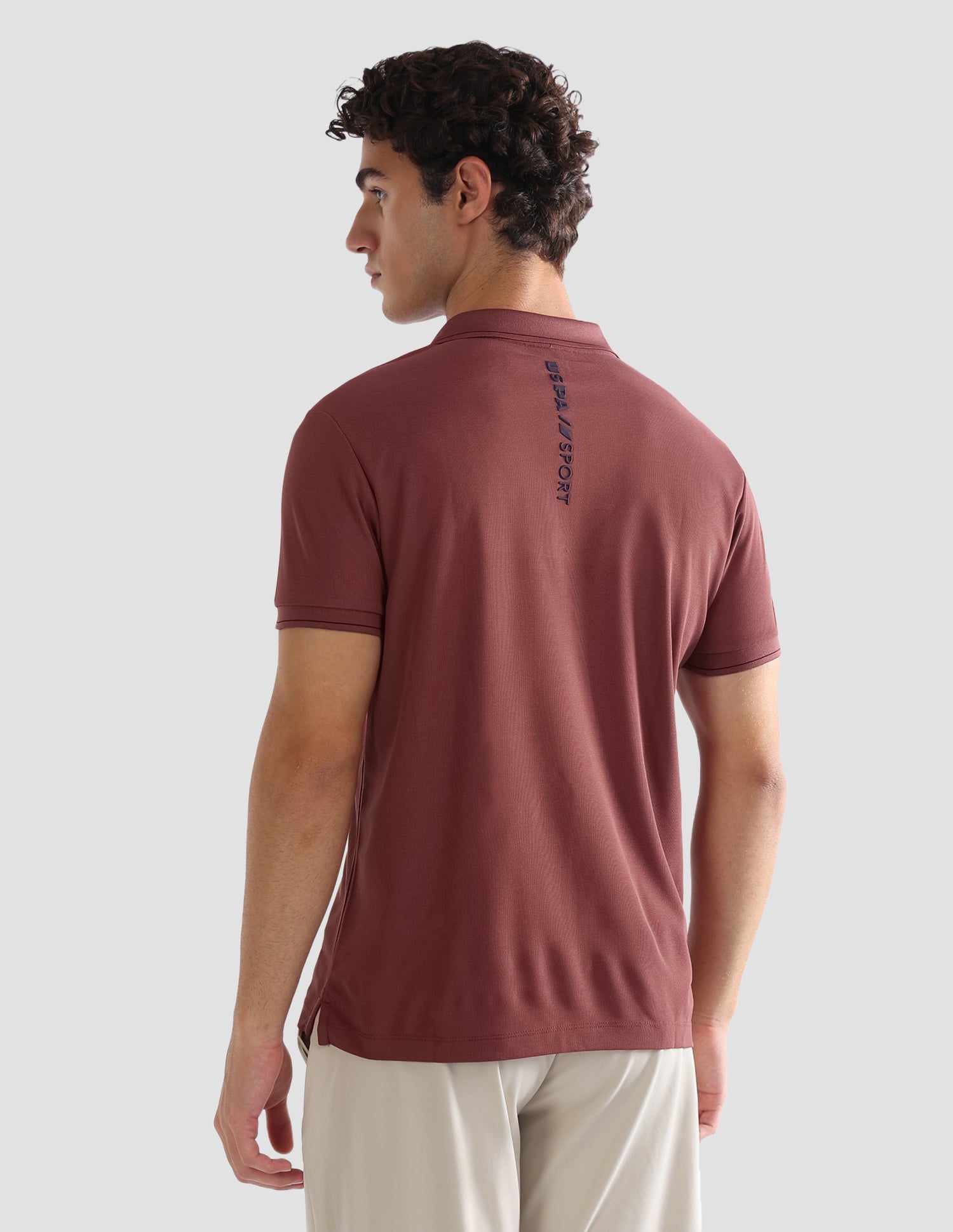 Solid Slim Fit Active Polo Shirt Dark Pink - U.S. Polo Assn. India | Large