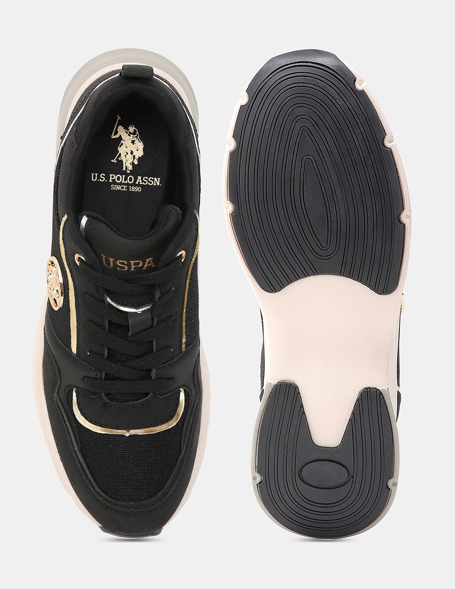 Women Lace Up Ginevra Sneakers Black - U.S. POLO ASSN. | Large