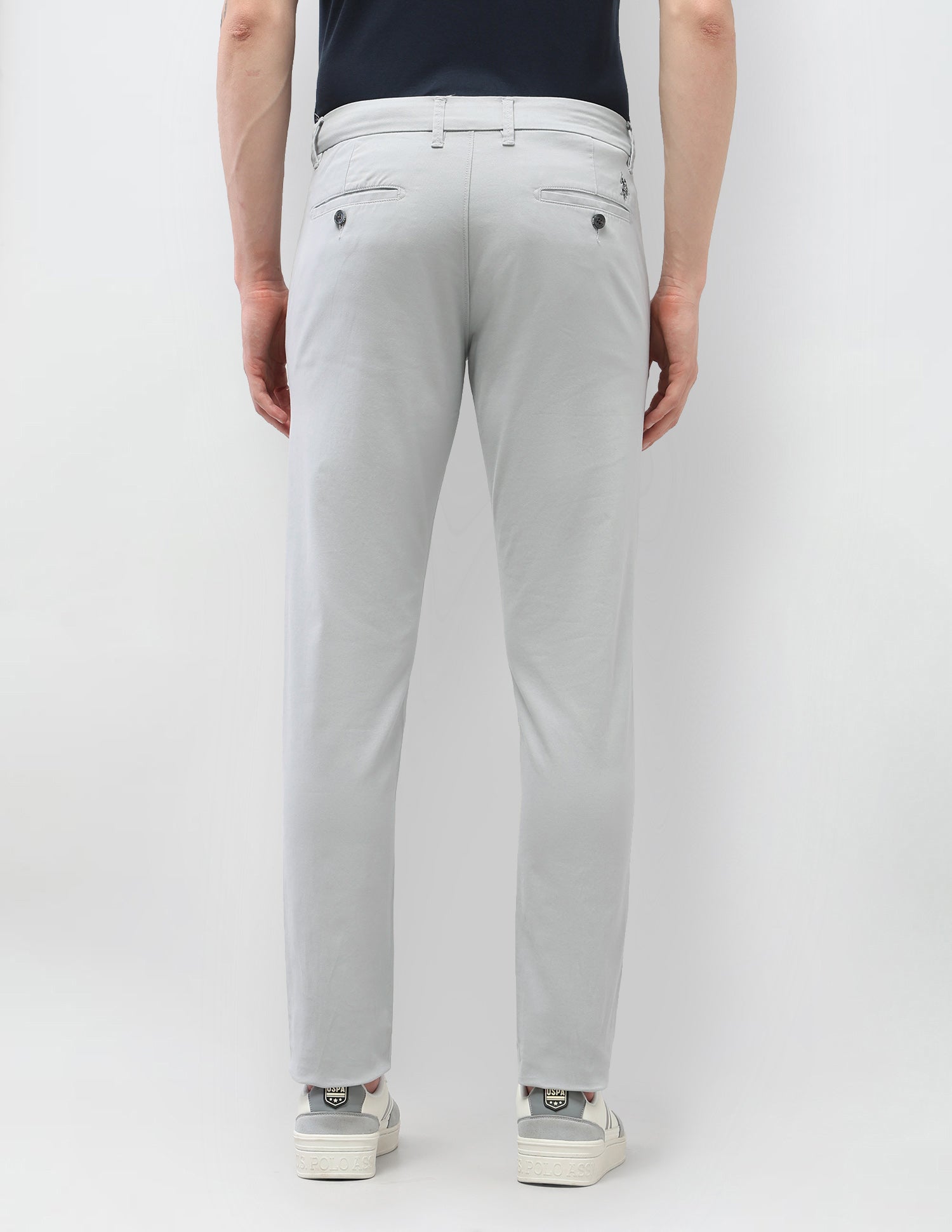 Austin Slim Fit Satin Trousers Light Grey - U.S. Polo Assn. India | Large