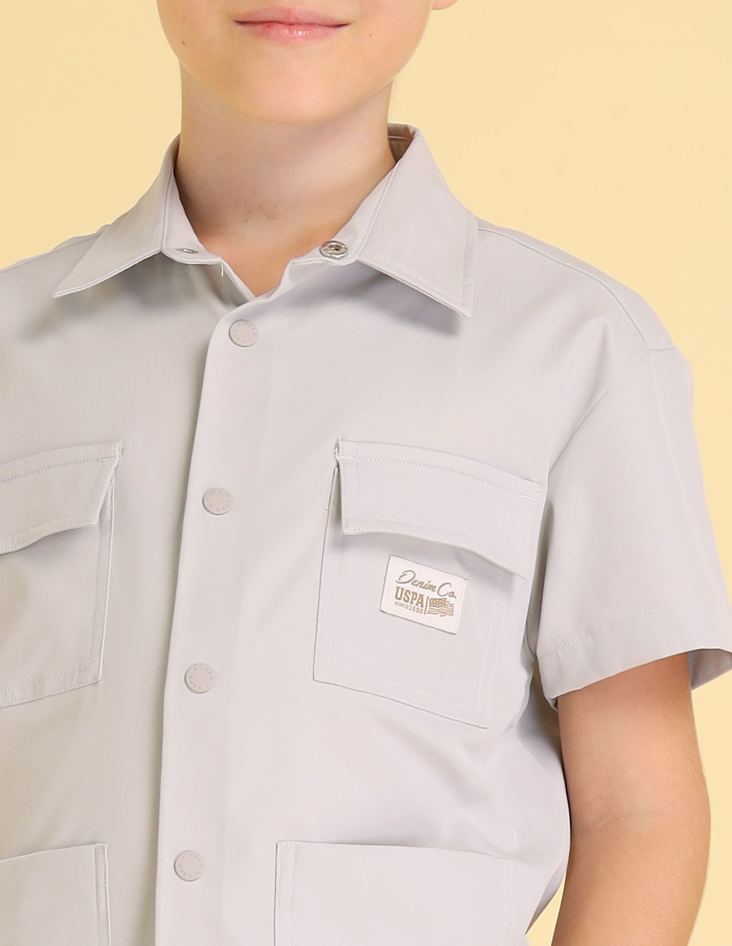 UKSHT1514 CREAM Boys Shirt Cream - U.S. POLO ASSN. | Large