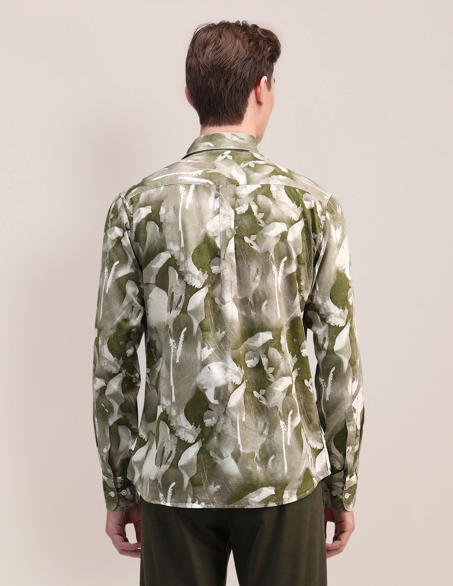 Regular Abstract Satin Shirt Olive - U.S. Polo Assn. India | Large