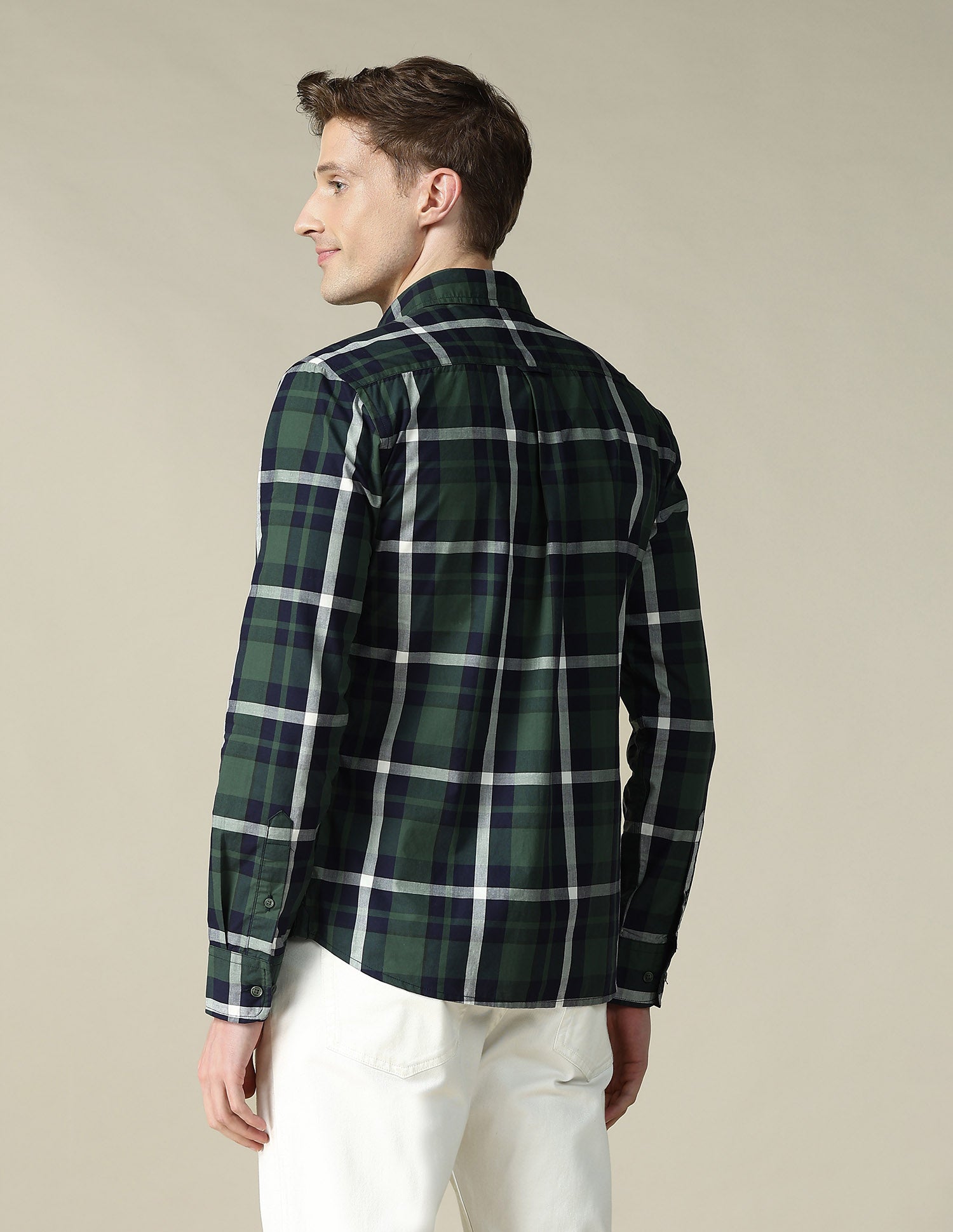 Tartan Checked Tailored Fit Shirt Green - U.S. Polo Assn. India | Large