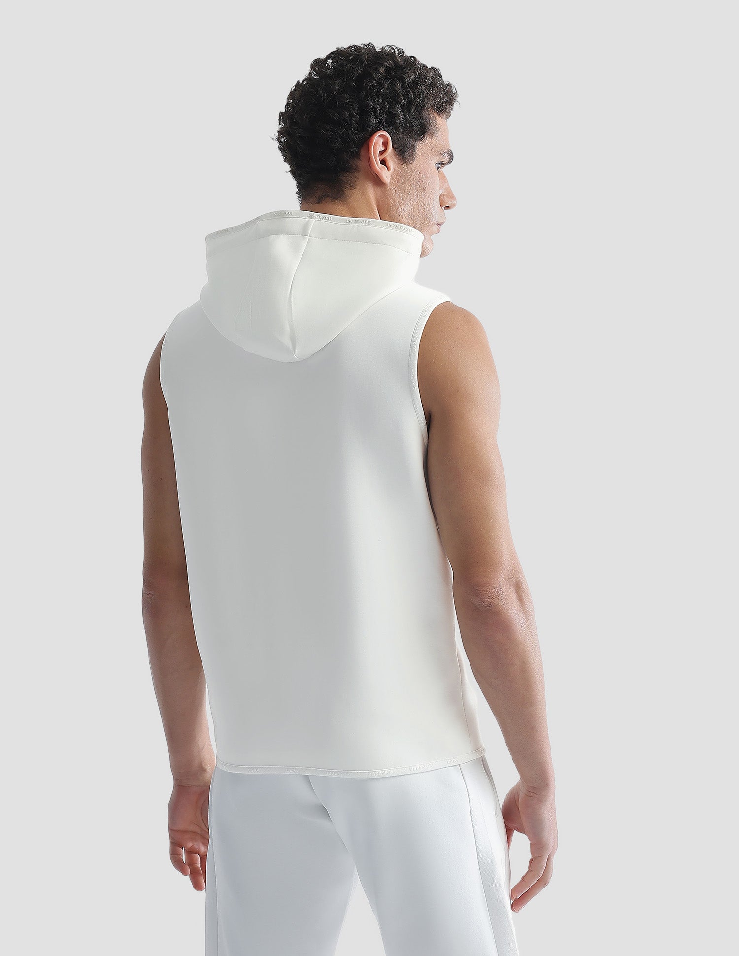Solid Regular Fit Zipper Active Sweatshirt Off White - U.S. Polo Assn. India | Large