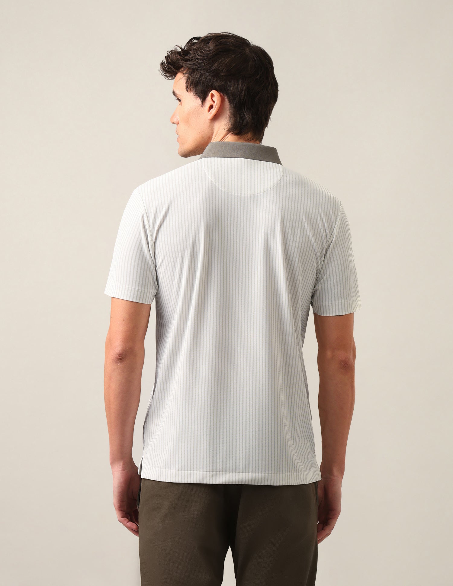 Vertical Striped Slim Fit Polo Shirt Olive - U.S. Polo Assn. India | Large