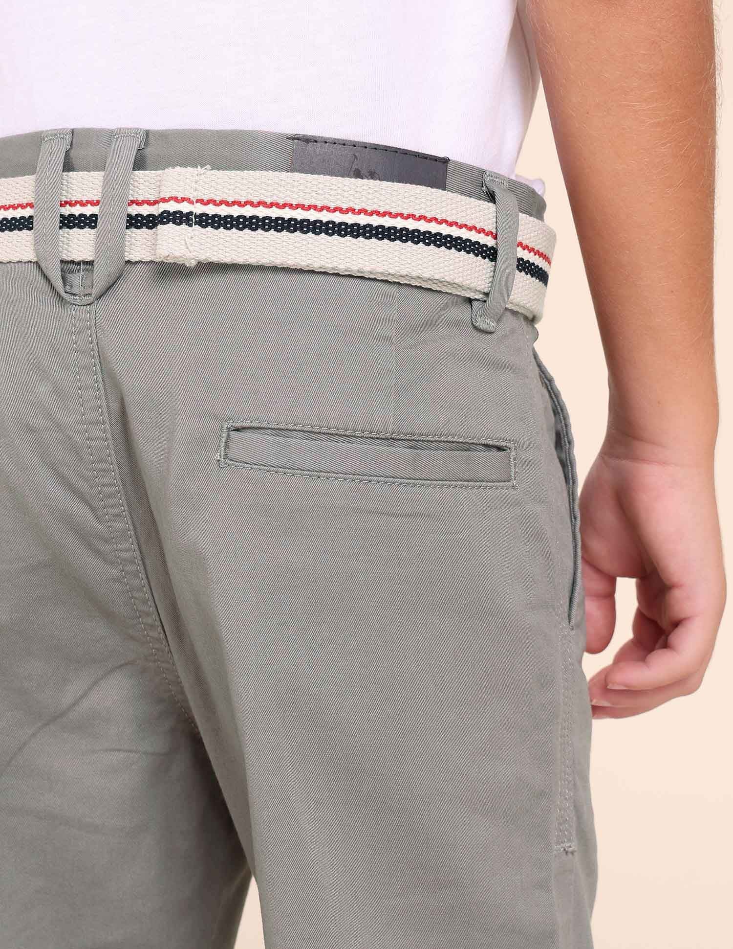 Boys Pure Cotton Slim Fit Trousers Light Grey - U.S. POLO ASSN. | Large