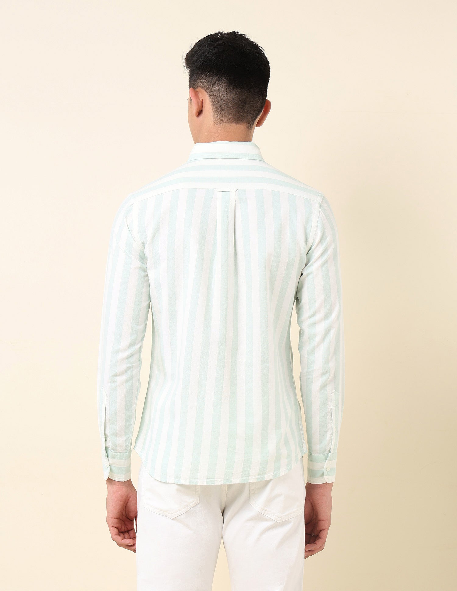 Vertical Striped Oxford Button-Down Shirt Light Green - U.S. Polo Assn. India | Large