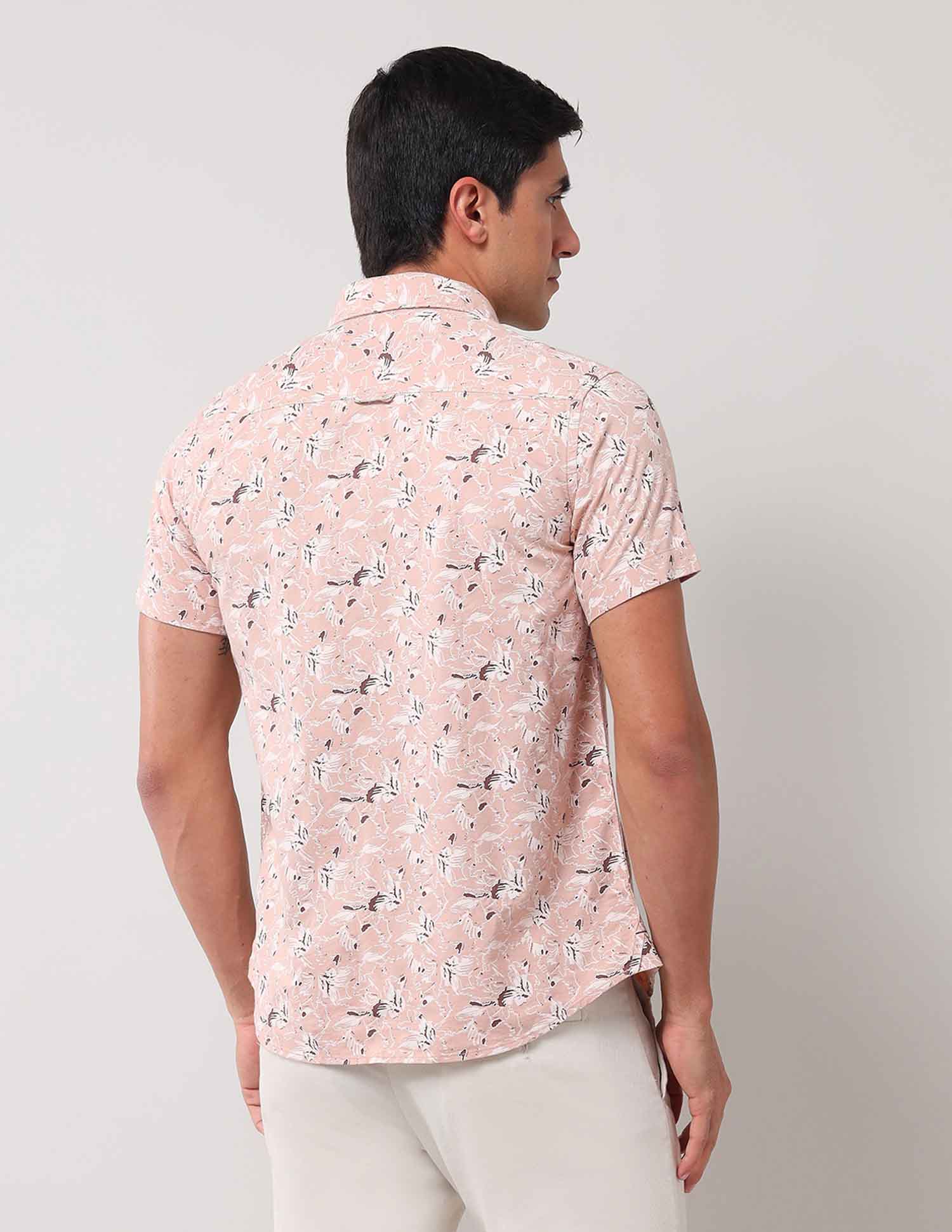 Floral Printed Regular Shirt Light Brown - U.S. Polo Assn. India | Large