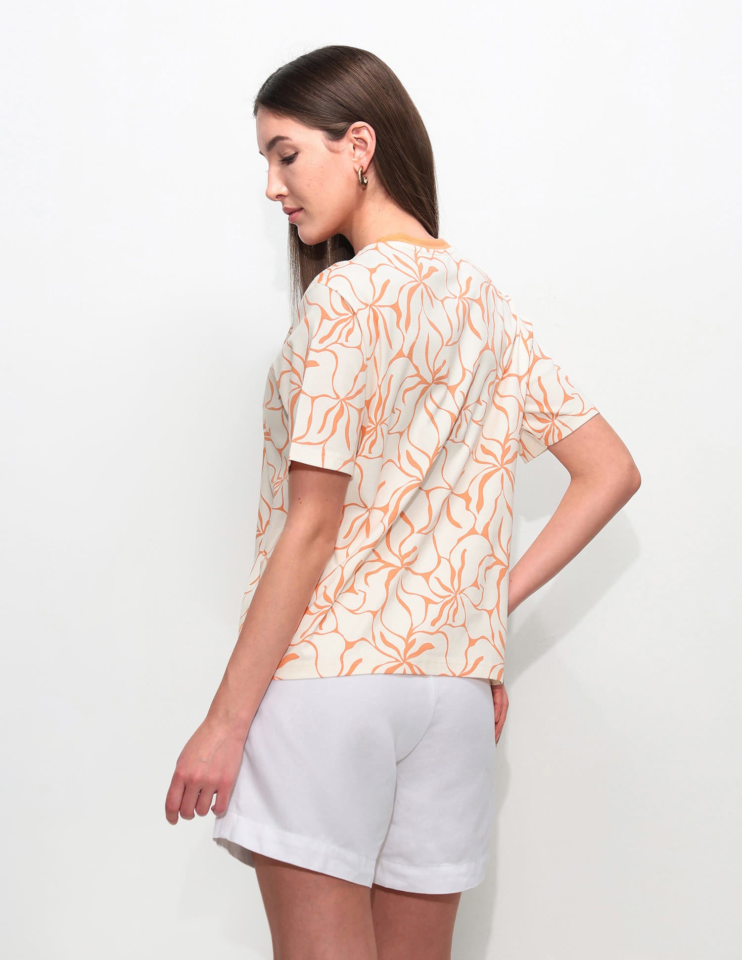 Boxy Fit Floral Printed T-Shirt Orange - U.S. Polo Assn. India | Large