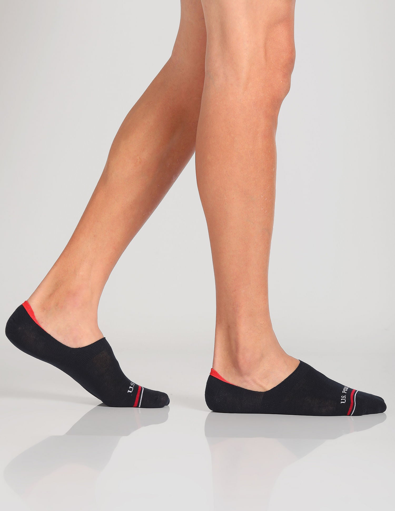 Aloe Finish No Show ES001 Socks - Pack Of 3 Light Grey, Black and Navy - U.S. POLO ASSN. | Large