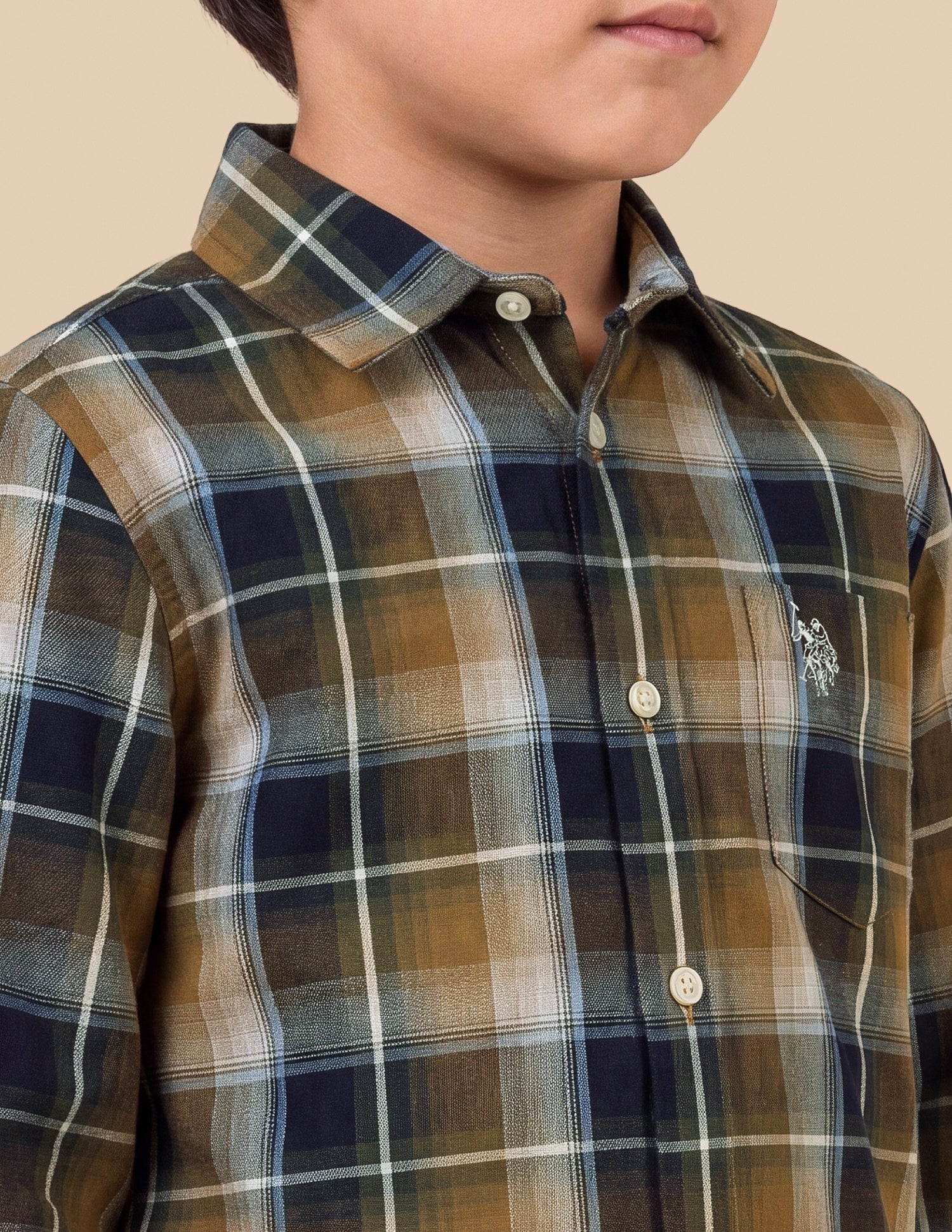 Plaid Checked Twill Shirt Mustard - U.S. Polo Assn. India | Large